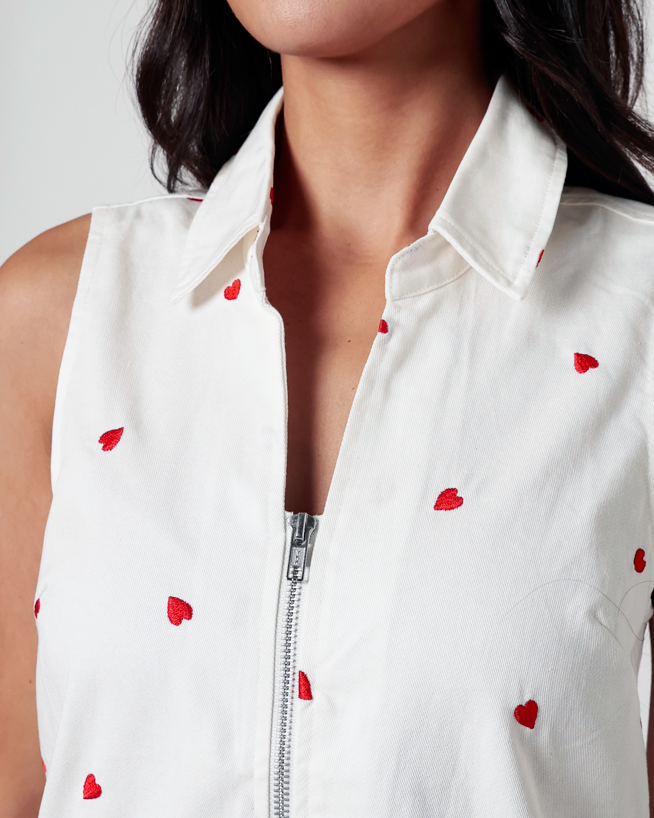 Vera Hearts Embroidered Romper