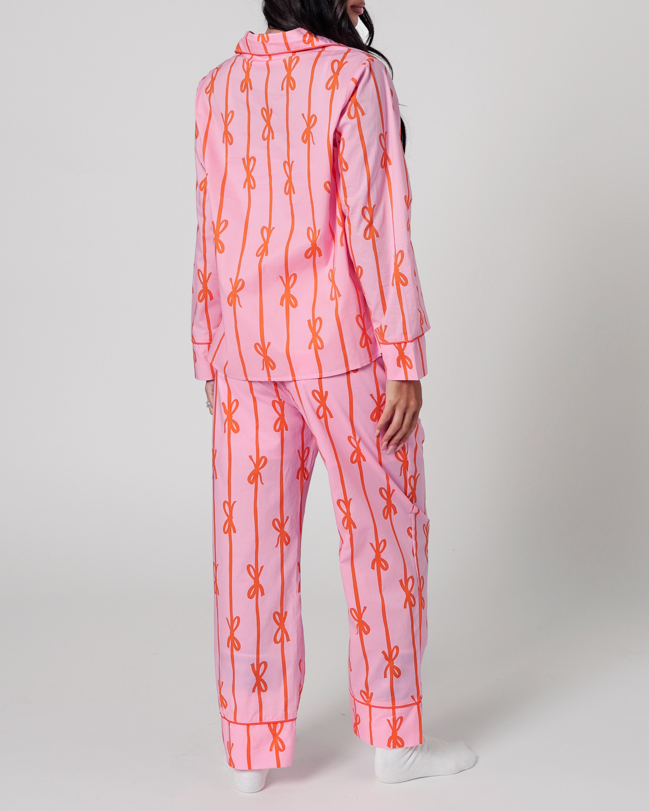 Eleanor Bow Print Pajama Set in Pink