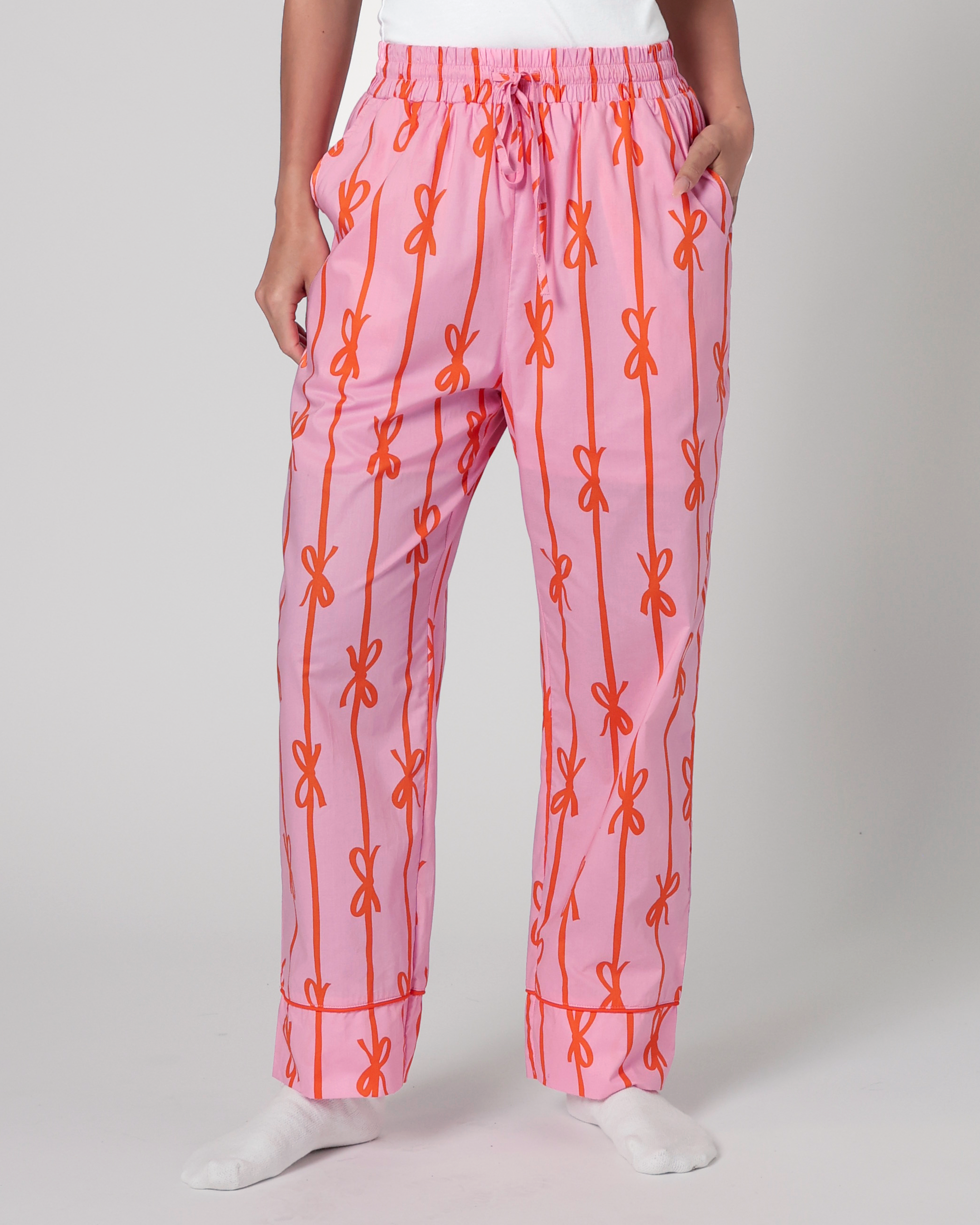 Eleanor Bow Print Pajama Set in Pink