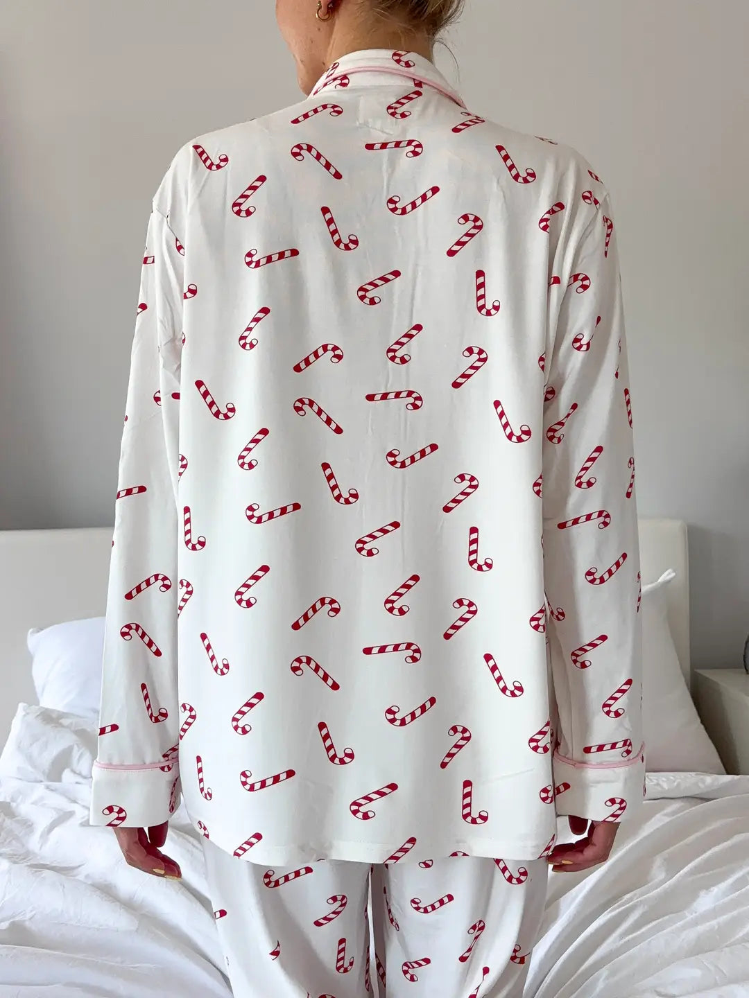 Cindy Candy Cane Long Sleeve Pajama Top