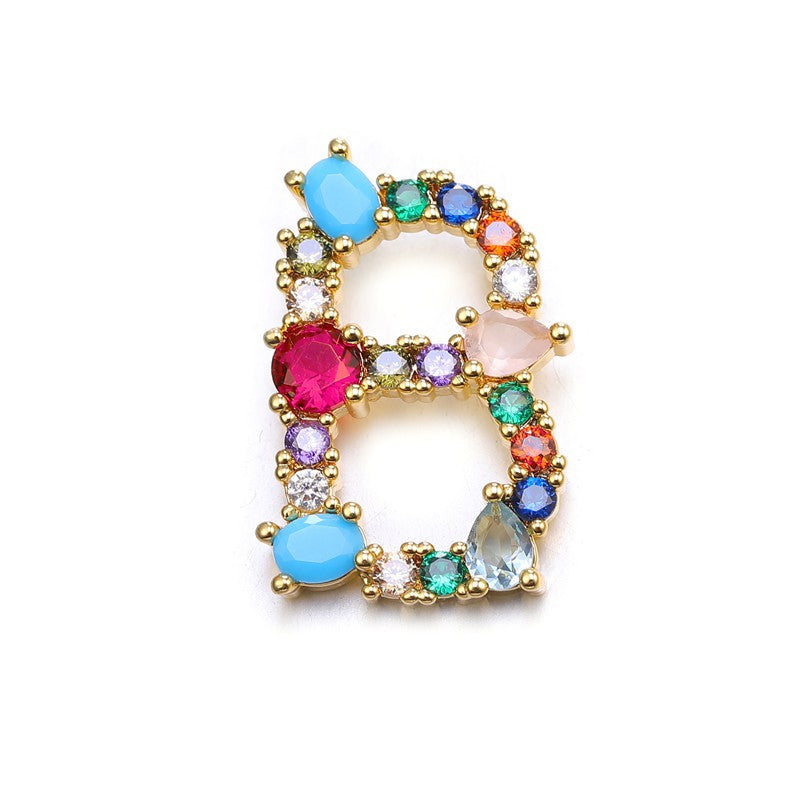 Multicolor Gem Initial Necklace