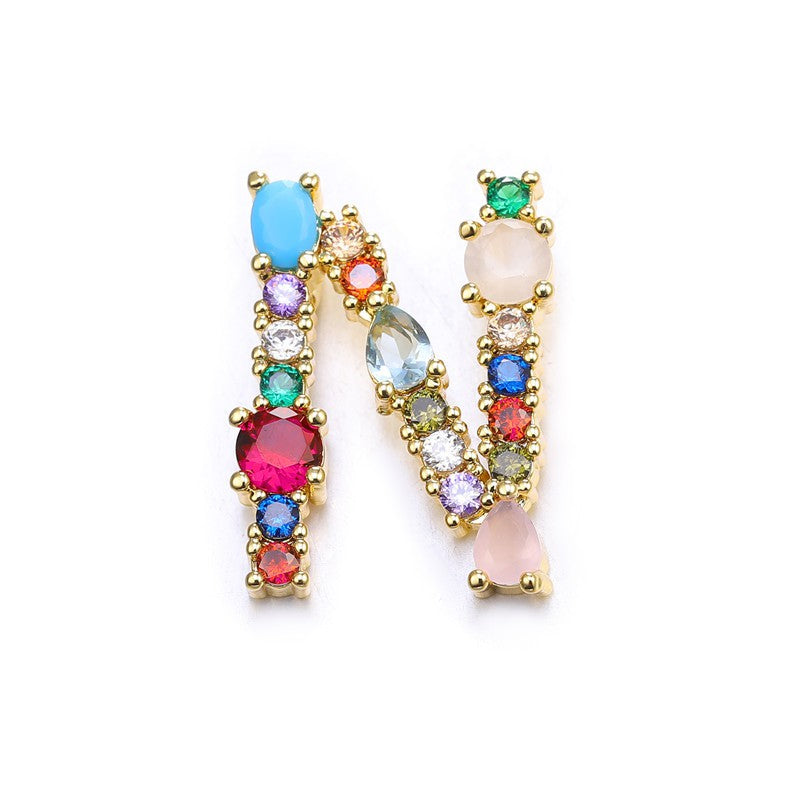Multicolor Gem Initial Necklace