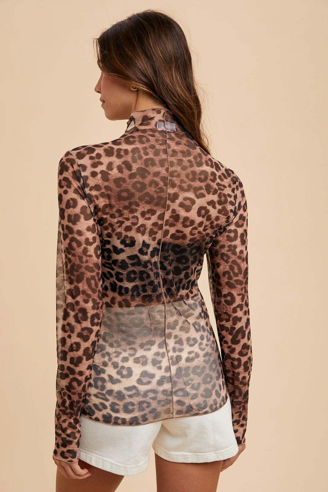 Briella Leopard Long Sleeve Mesh Top