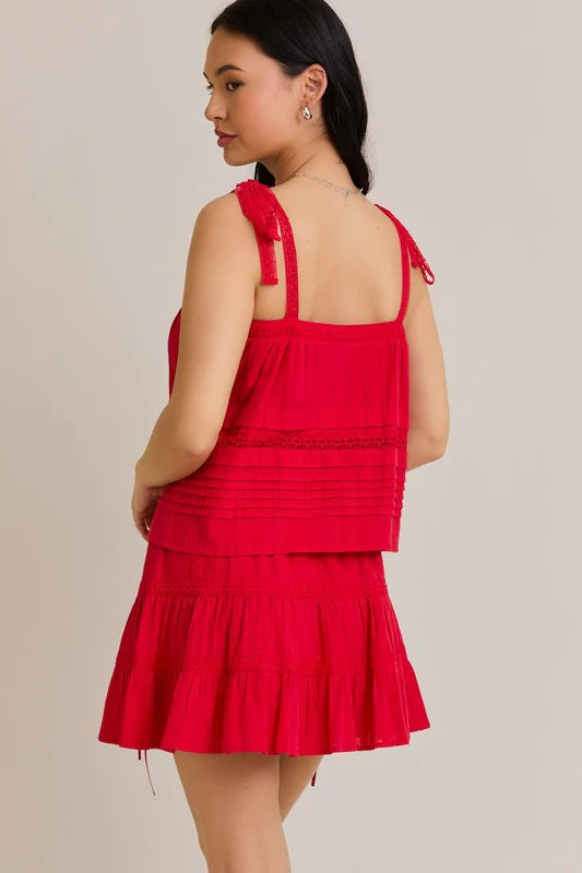 Aria Tiered Lace Trim Ribbon Skirt