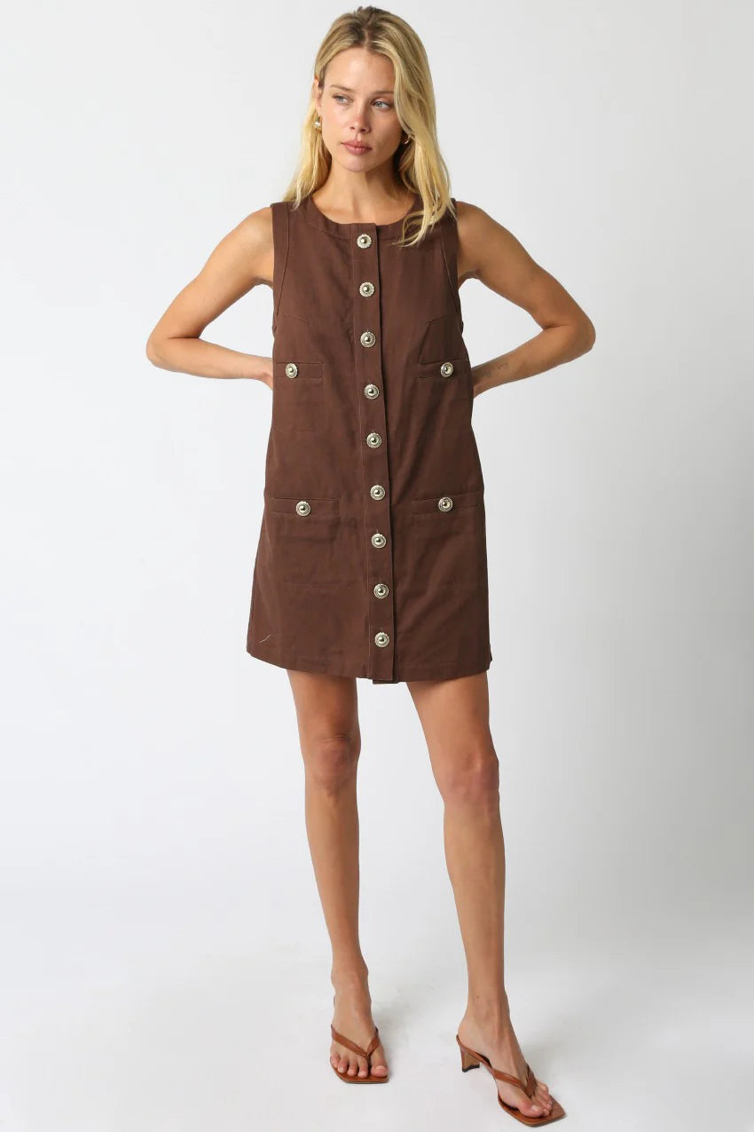 Kristin Denim Button Mini Dress
