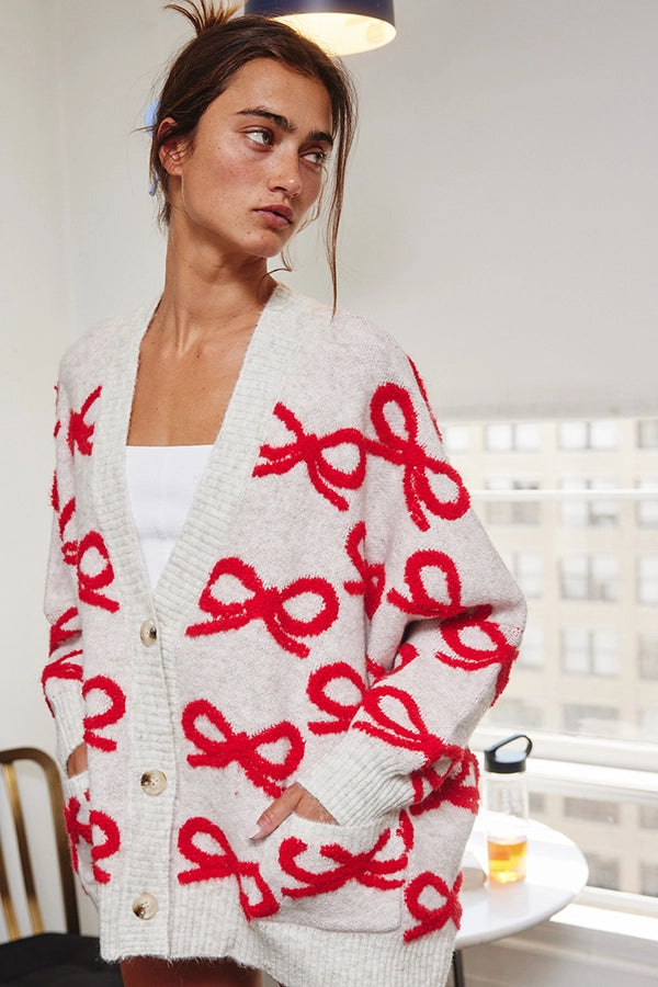 Morgan Bow Print Cardigan