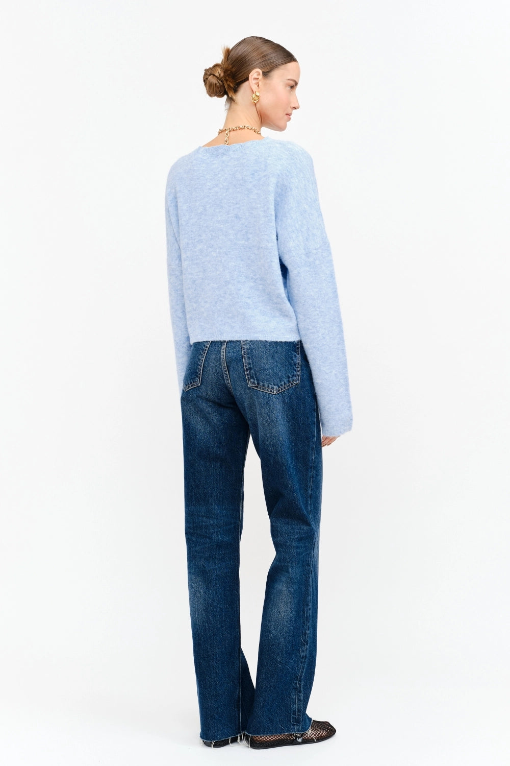 Kensington Embroidered Oversized Cardigan in Blue