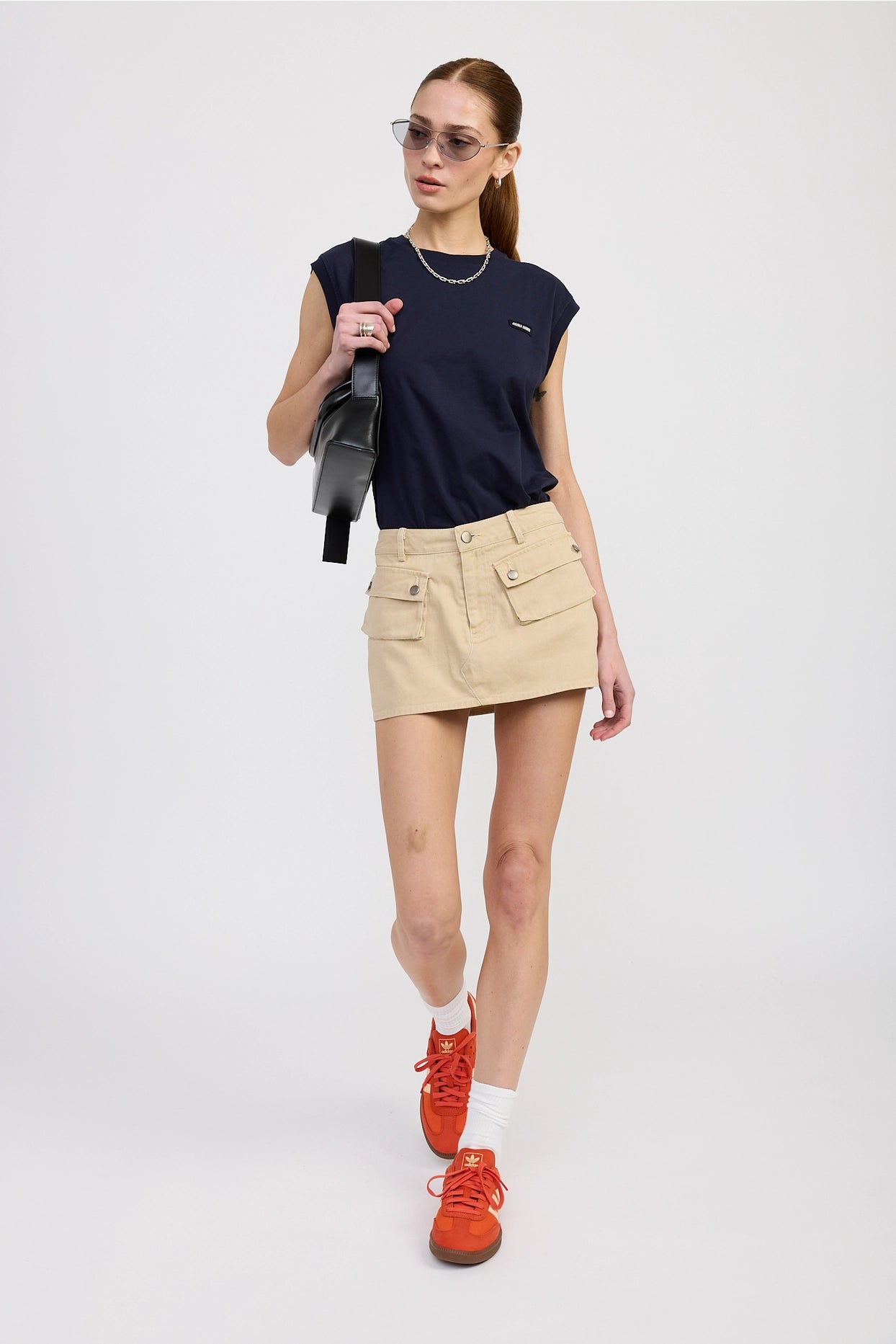 Zuri Khaki Cargo Mini Skirt