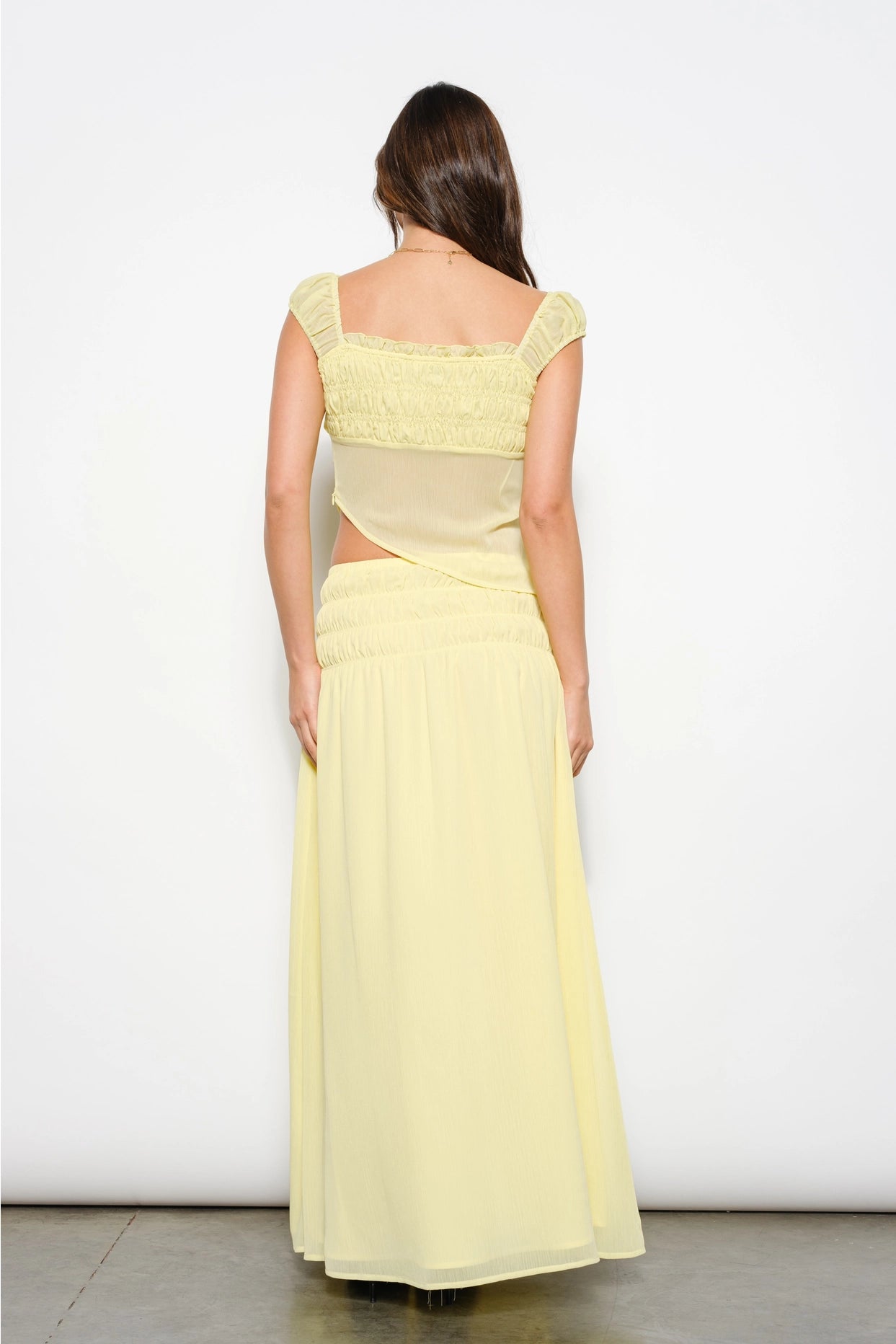 Genevieve Ruched Mesh Blouse