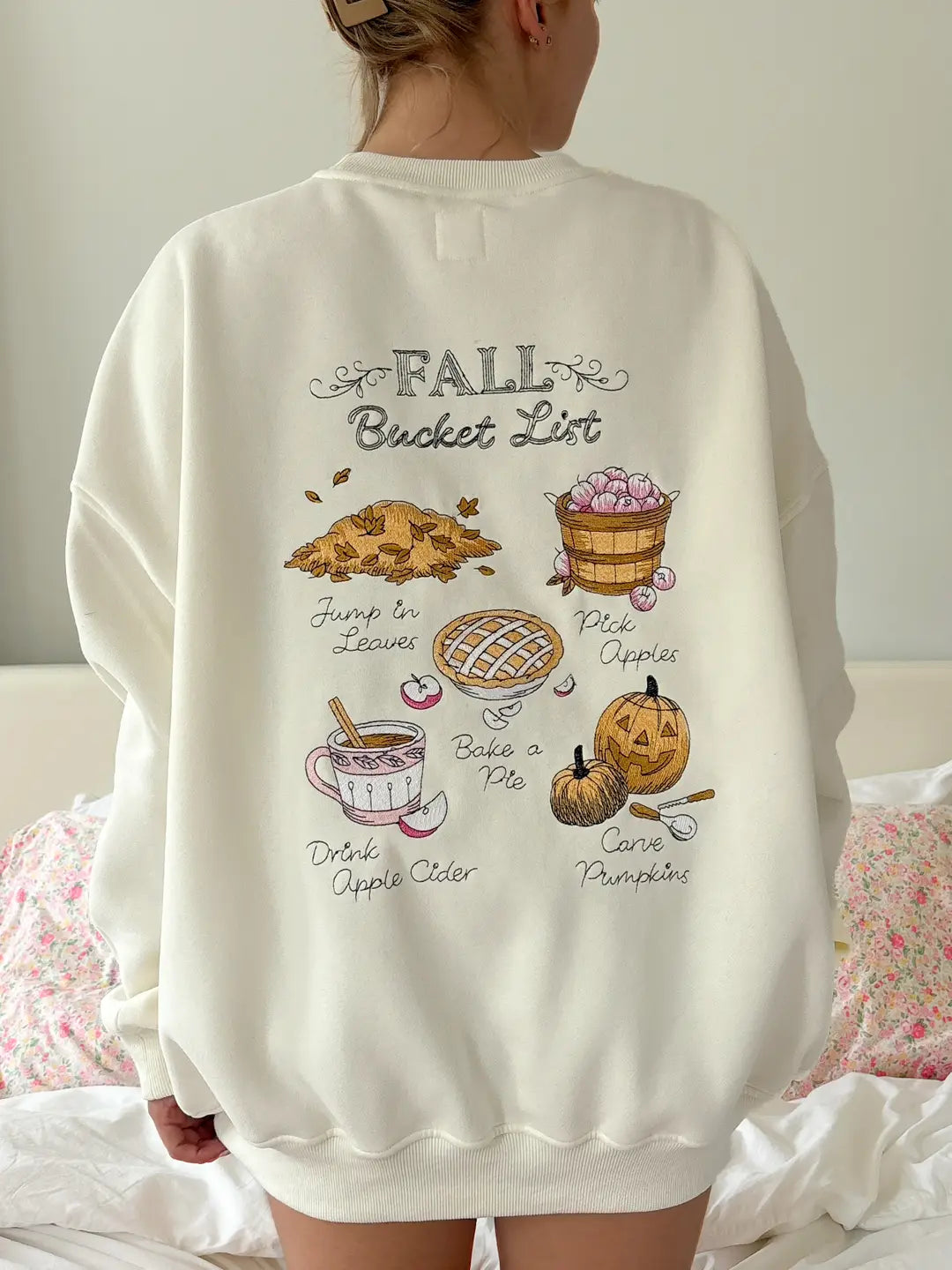 Fall Bucket List Embroidered Sweatshirt