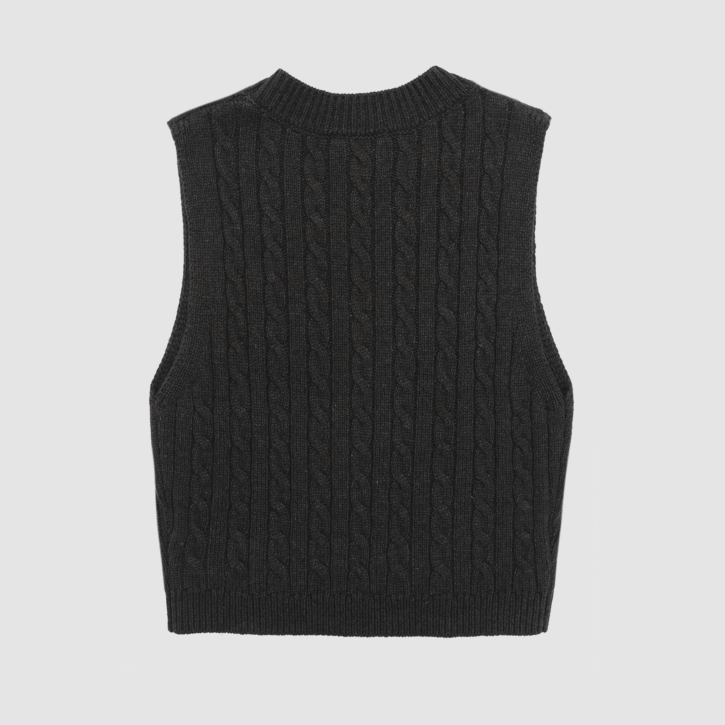 Amber Cable Knit Tank in Charcoal