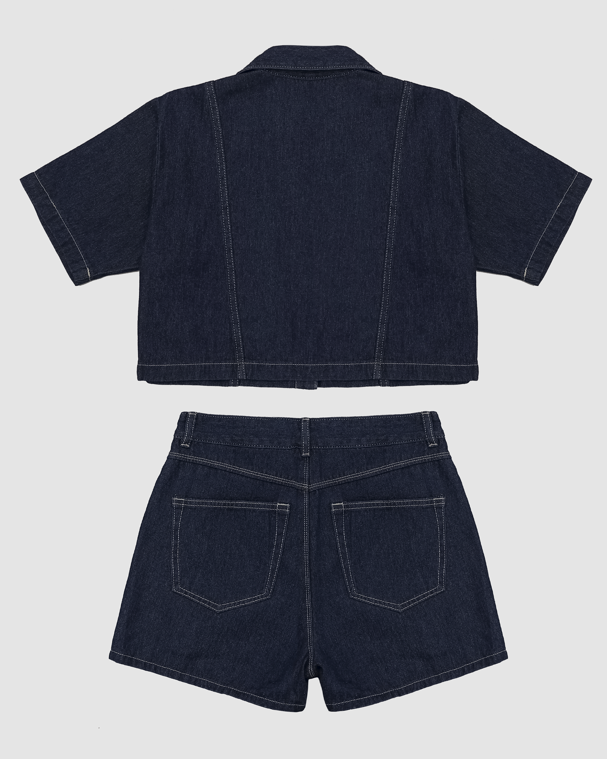 Beyonca Cropped Denim Button Up Top