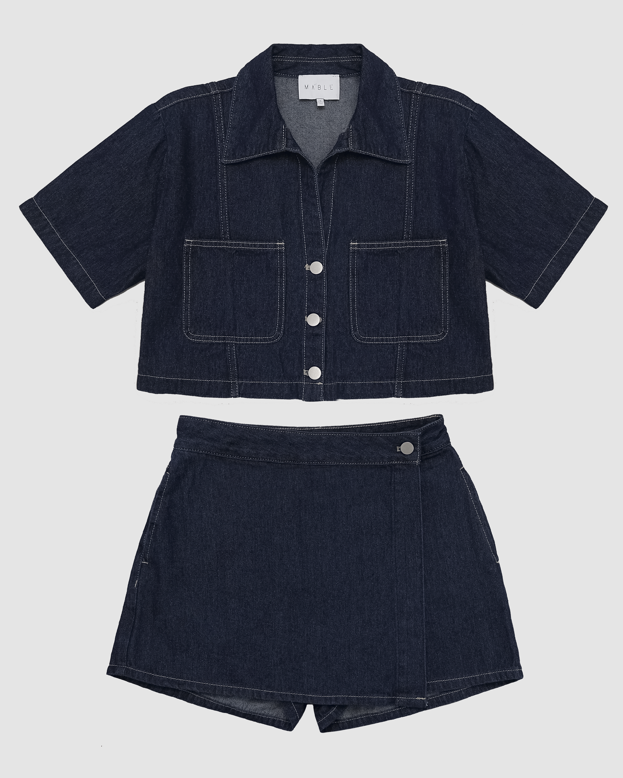 Beyonca Cropped Denim Button Up Top