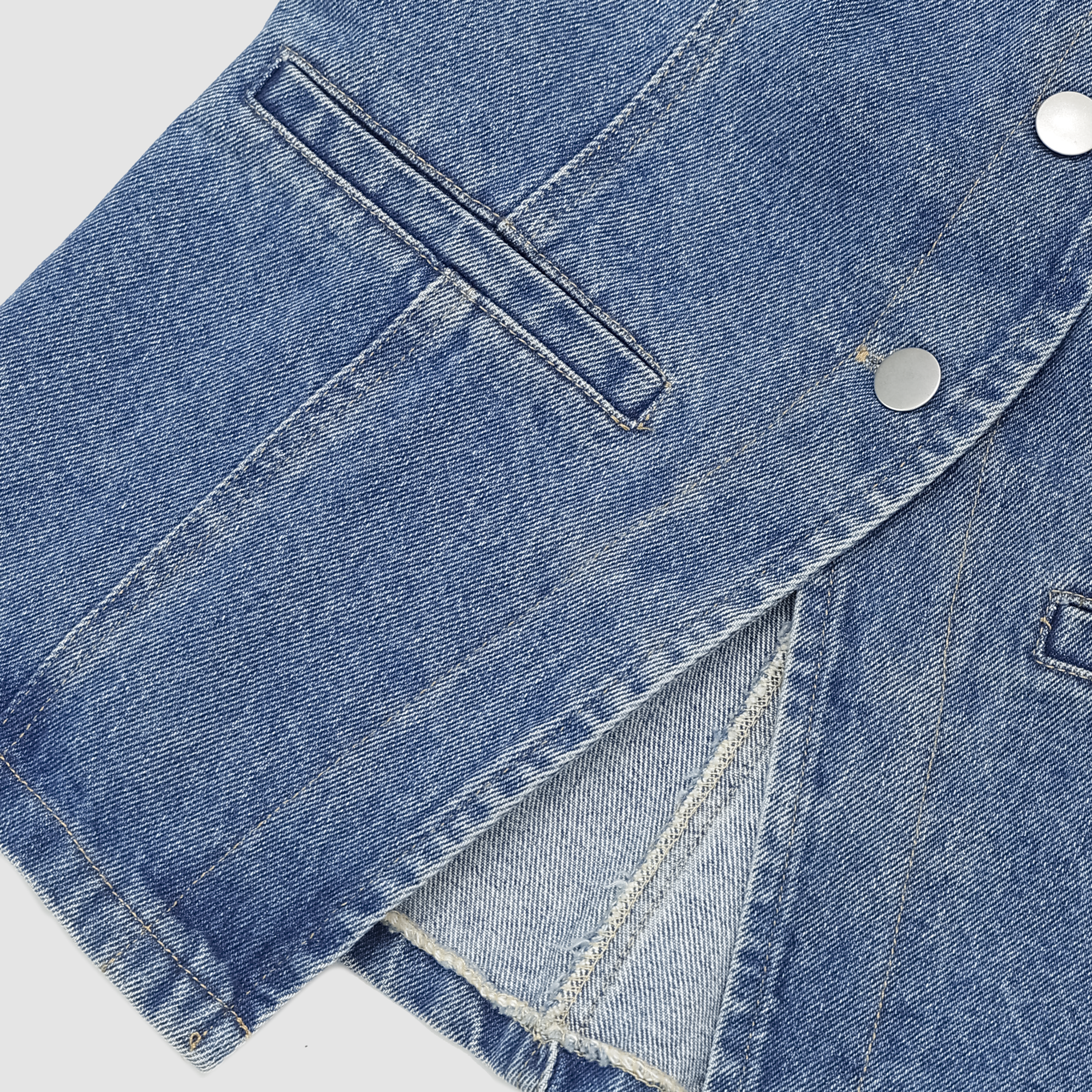 Caelyn Denim Button Front Vest in Denim