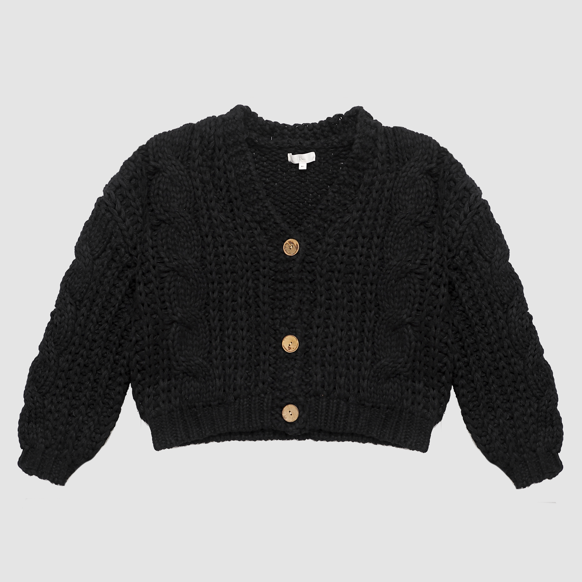Cecelia Cable Knit Cardigan in Black