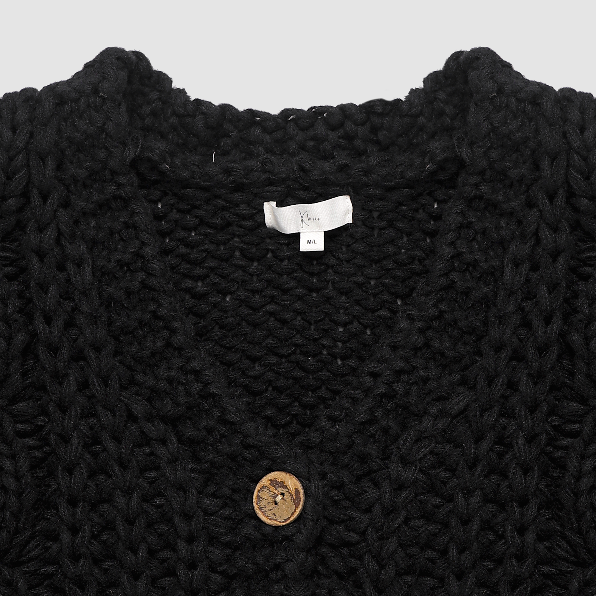 Cecelia Cable Knit Cardigan in Black