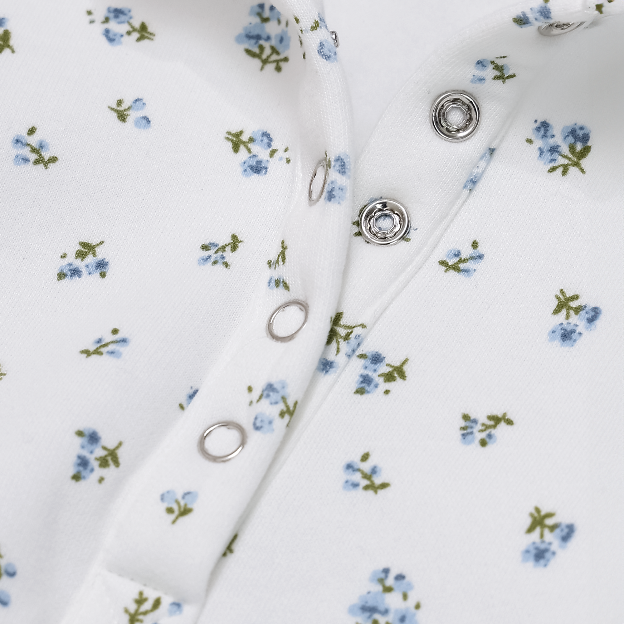 Celeste Button Up Pullover in Ivory & Blue Floral