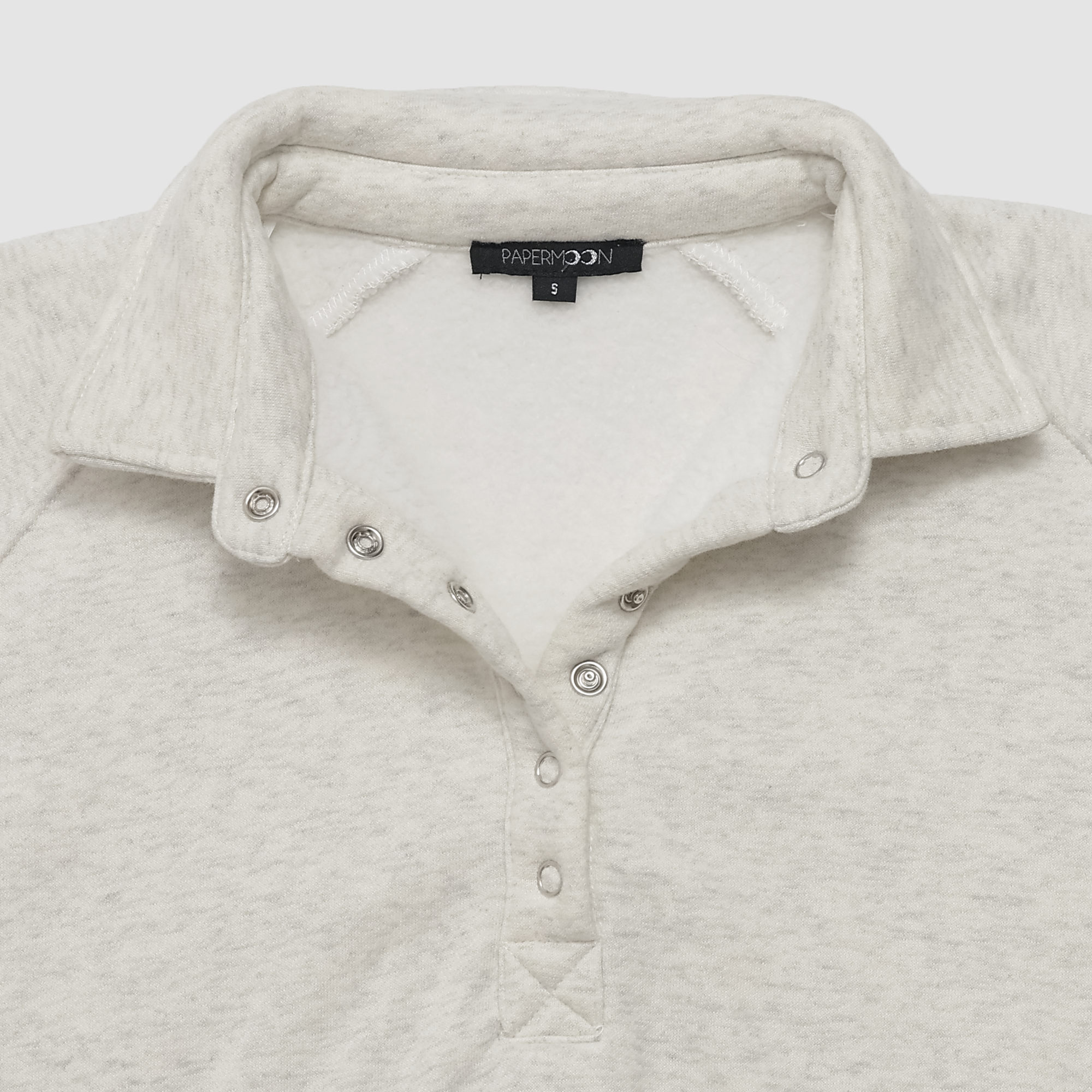 Celeste Button Up Pullover in White Melange