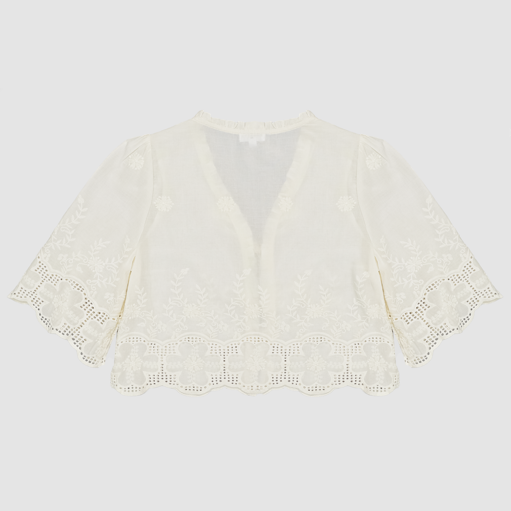 Clementine Floral Embroided Tie Front Blouse