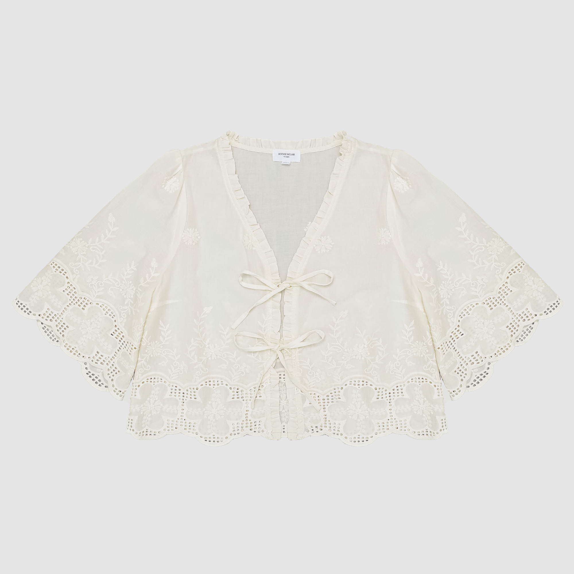 Clementine Floral Embroided Tie Front Blouse