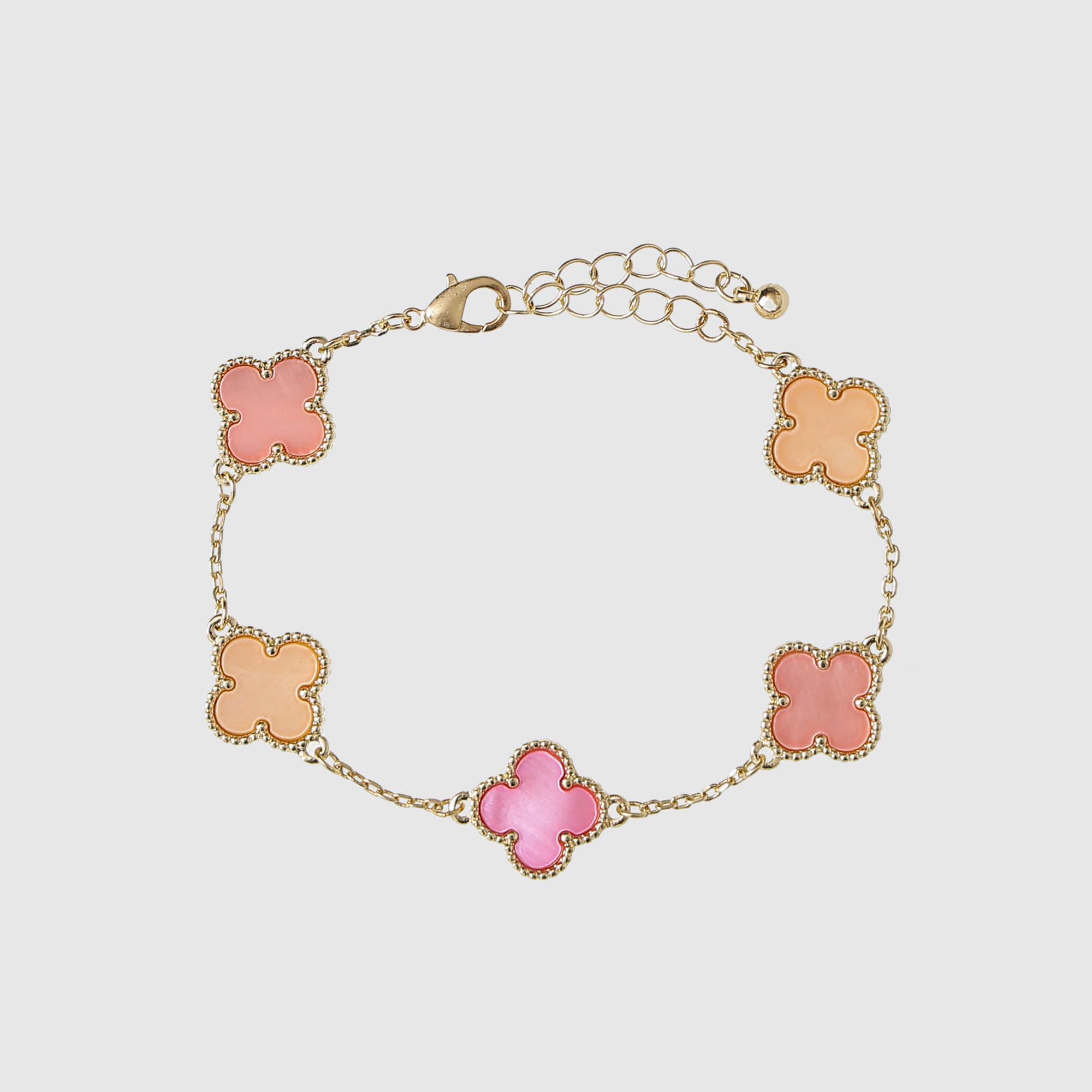 Four Leaf Clover Bracelet in Multi Pink