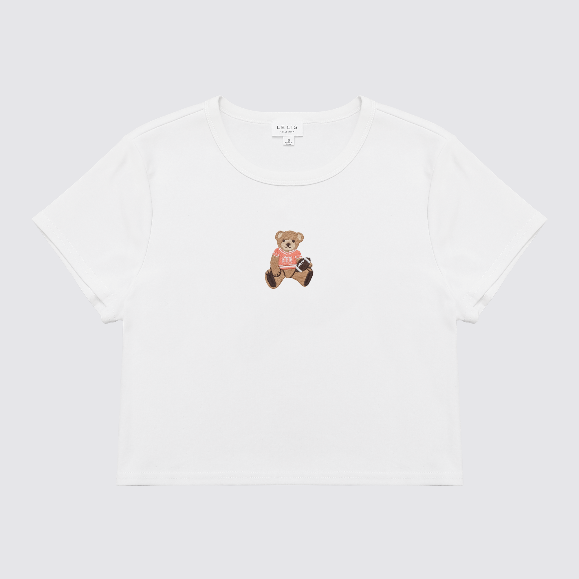 Football Star Teddy Bear Baby Tee in White & Orange