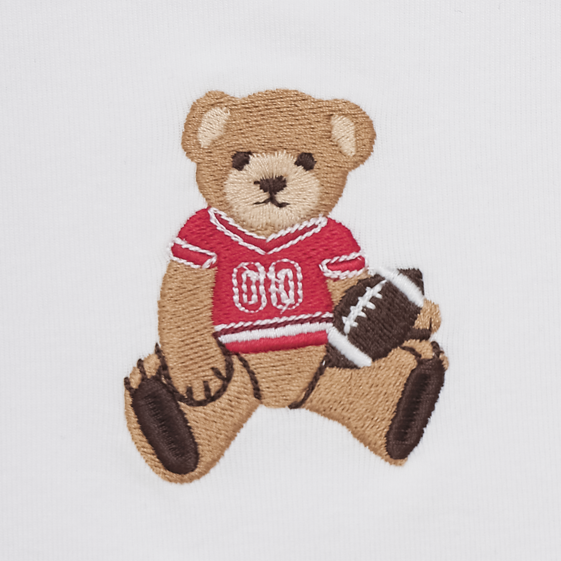 Football Star Teddy Bear Baby Tee in White & Red