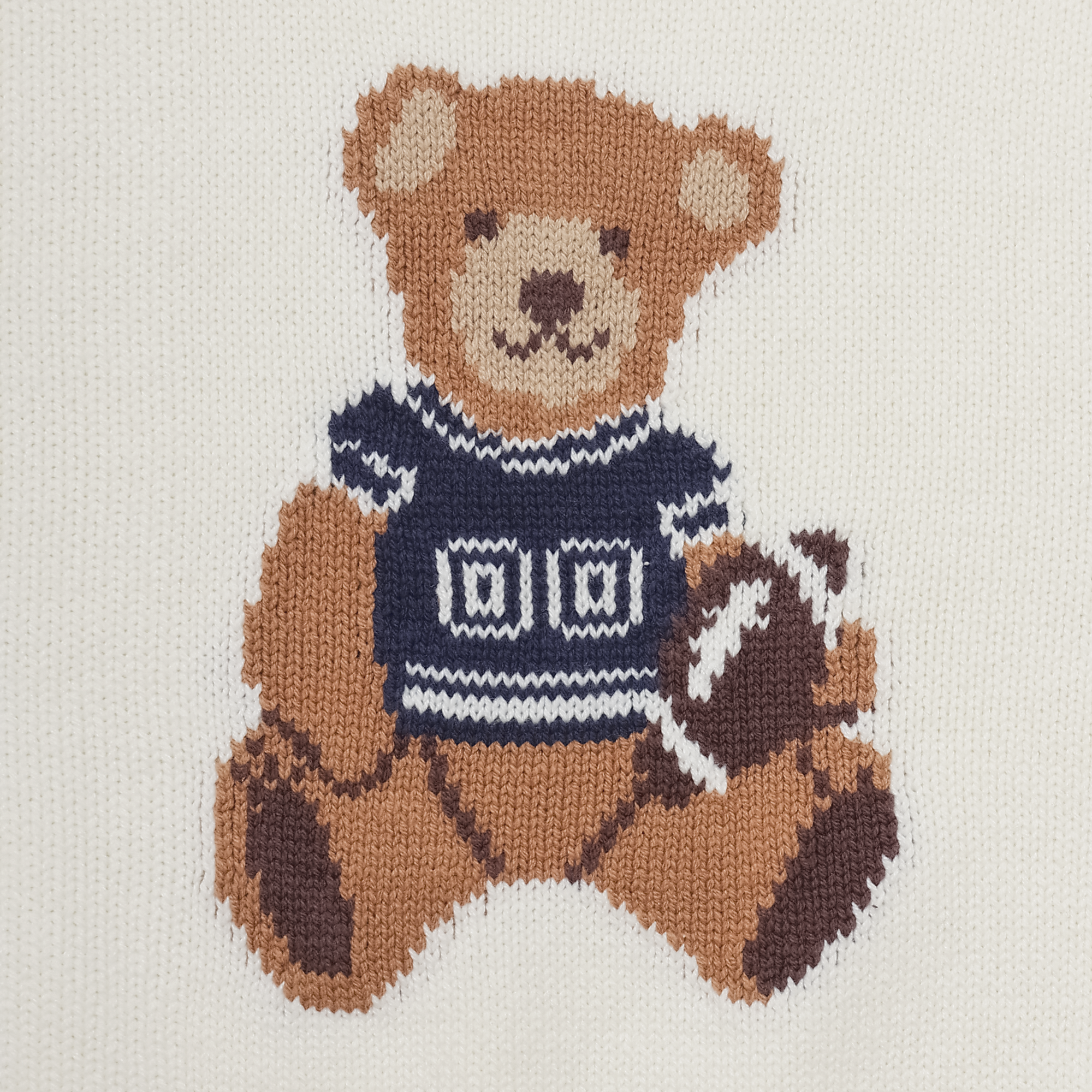 Football Star Teddy Bear Sweater Tee in White & Navy