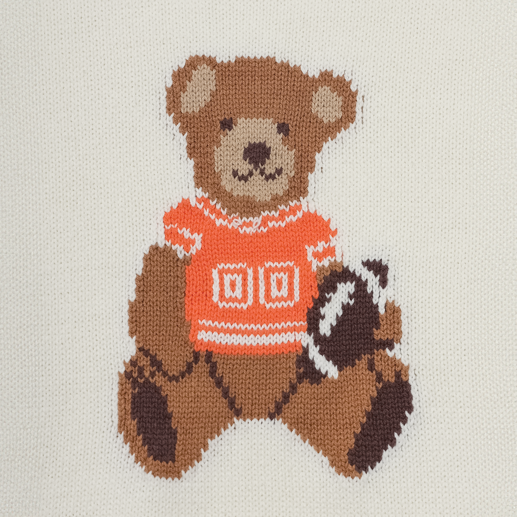 Football Star Teddy Bear Sweater in White & Orange