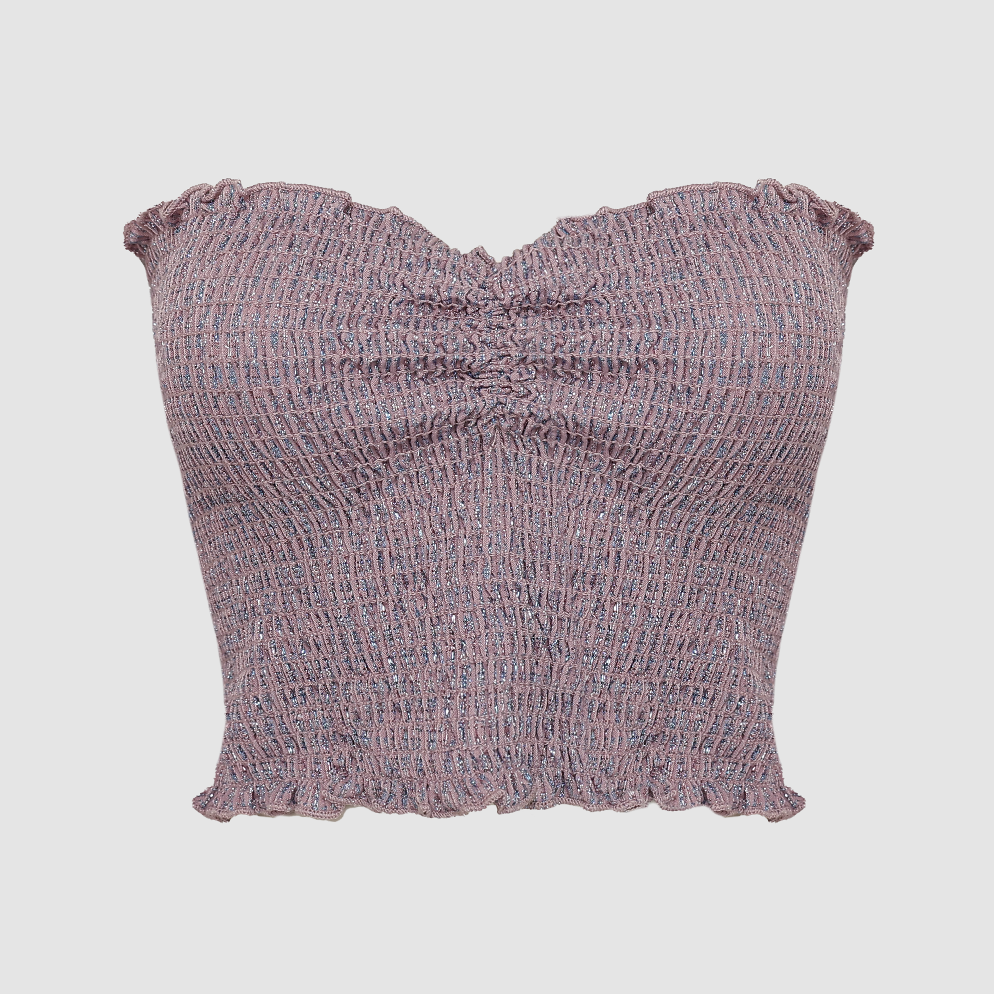 Glitter Ruffle Smocked Tube Top
