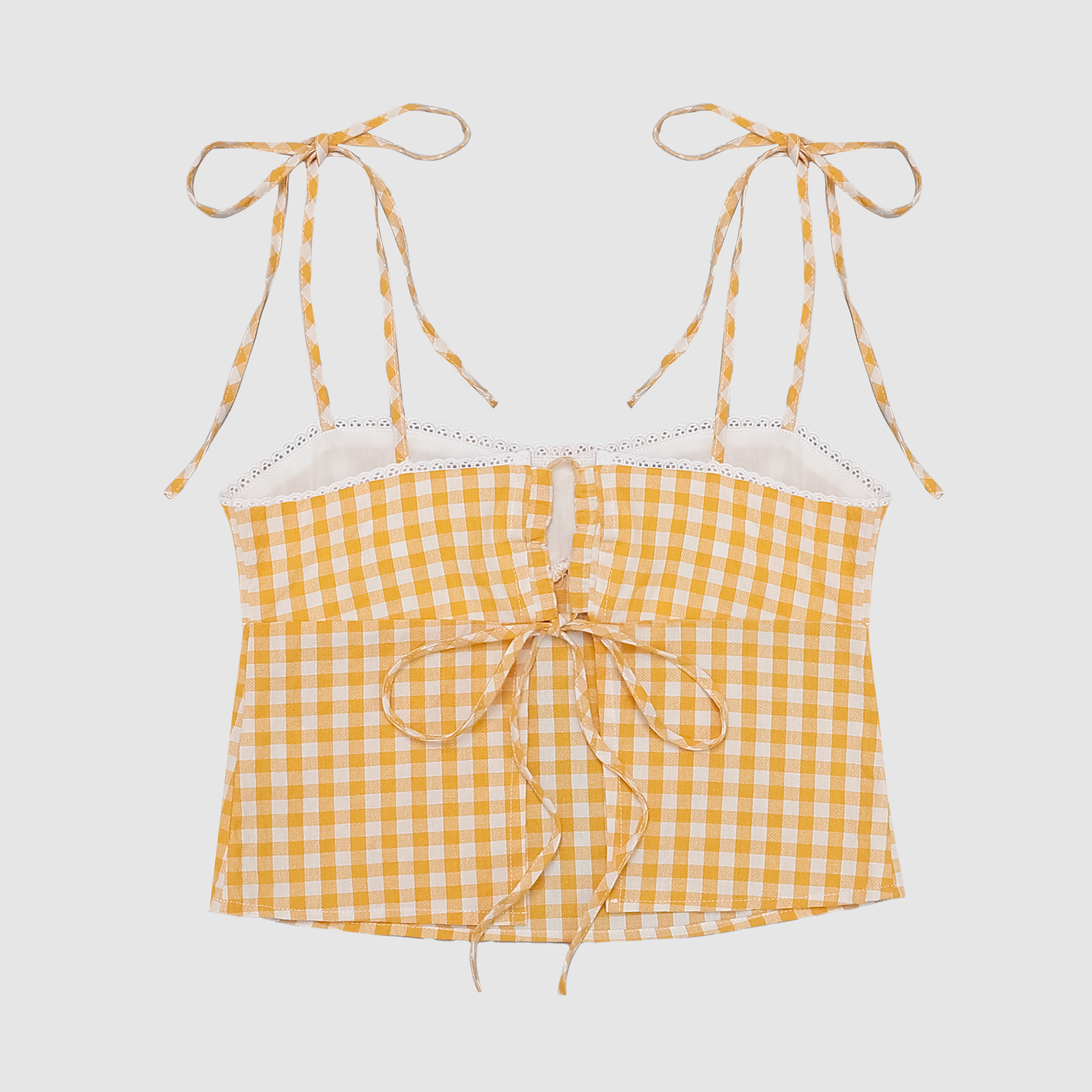 Haleigh Gingham Open Back Tie Top