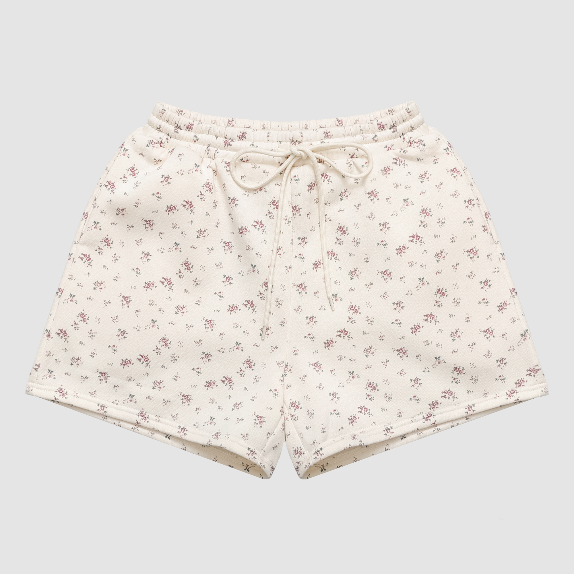 Lucy Floral Print Sweatshorts in Ivory