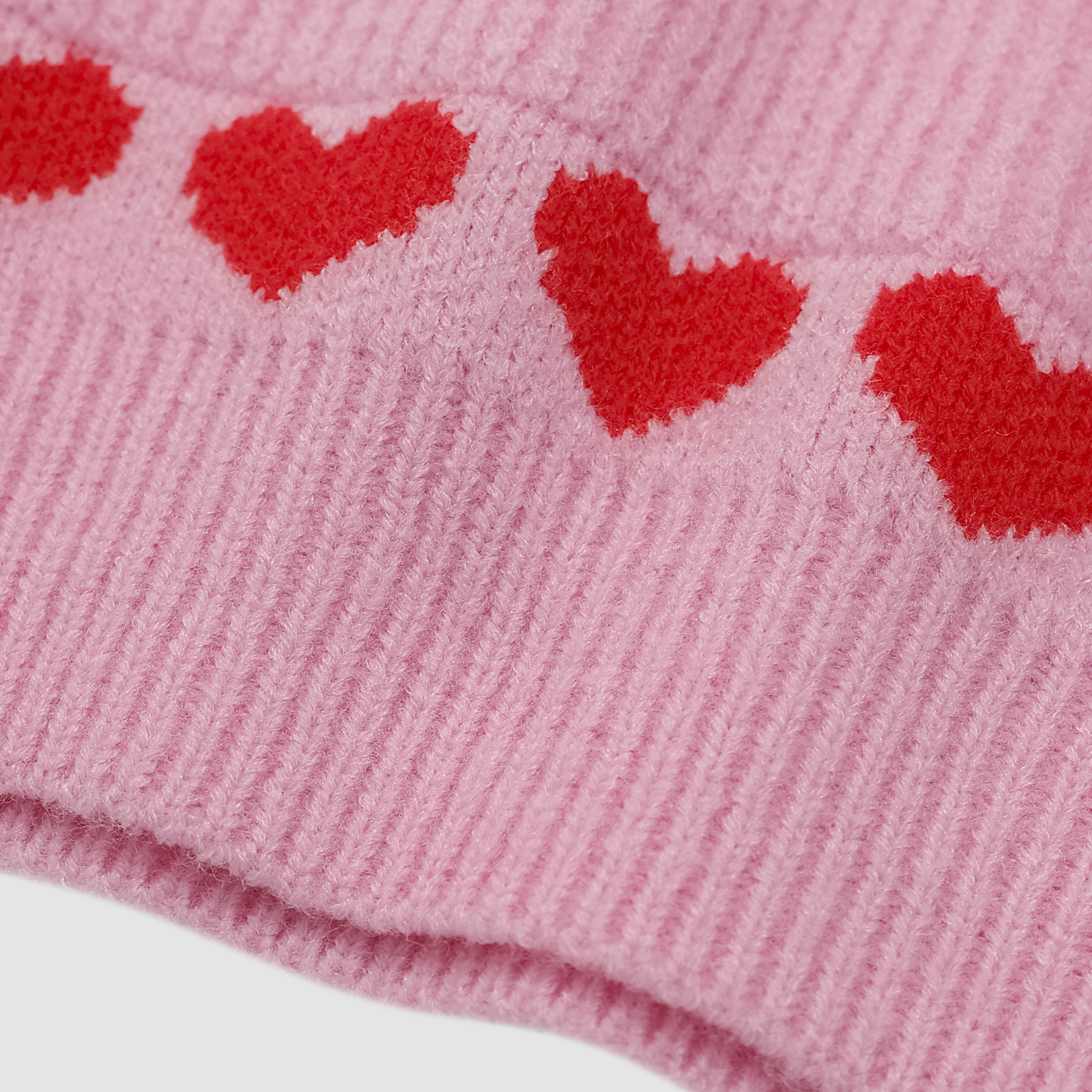 Sarah Heart Ribbed Knit Sweater in Pink/Red