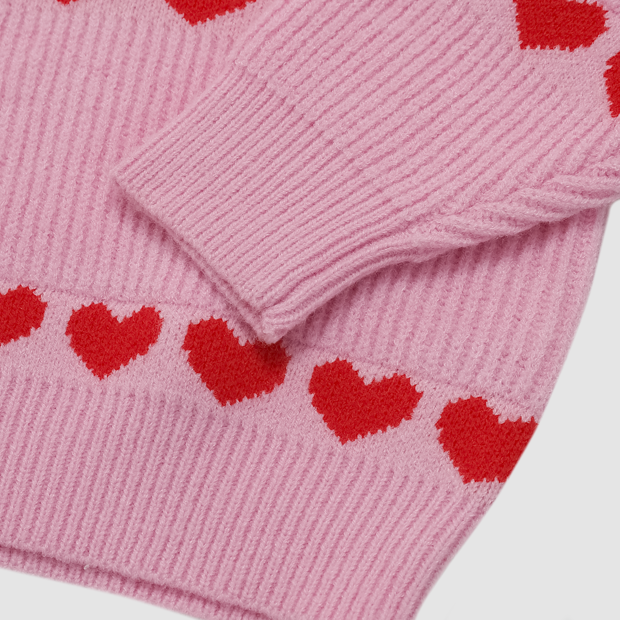 Sarah Heart Ribbed Knit Sweater in Pink/Red