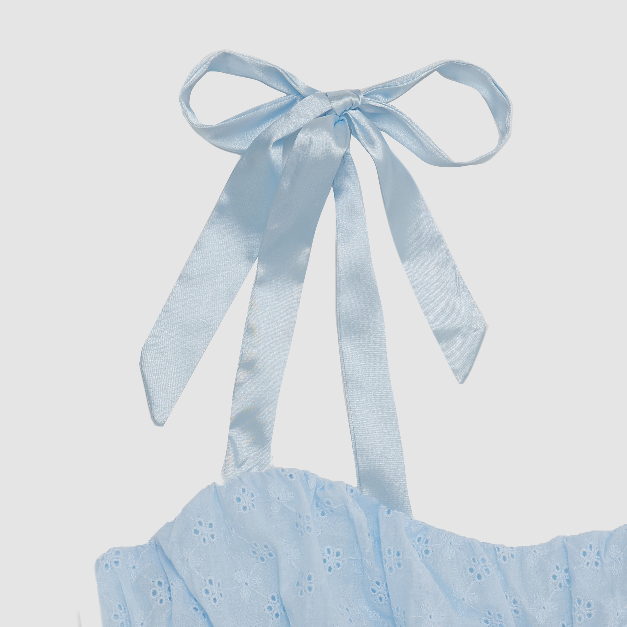 Skye Smocked Eyelet Top in Sky Blue