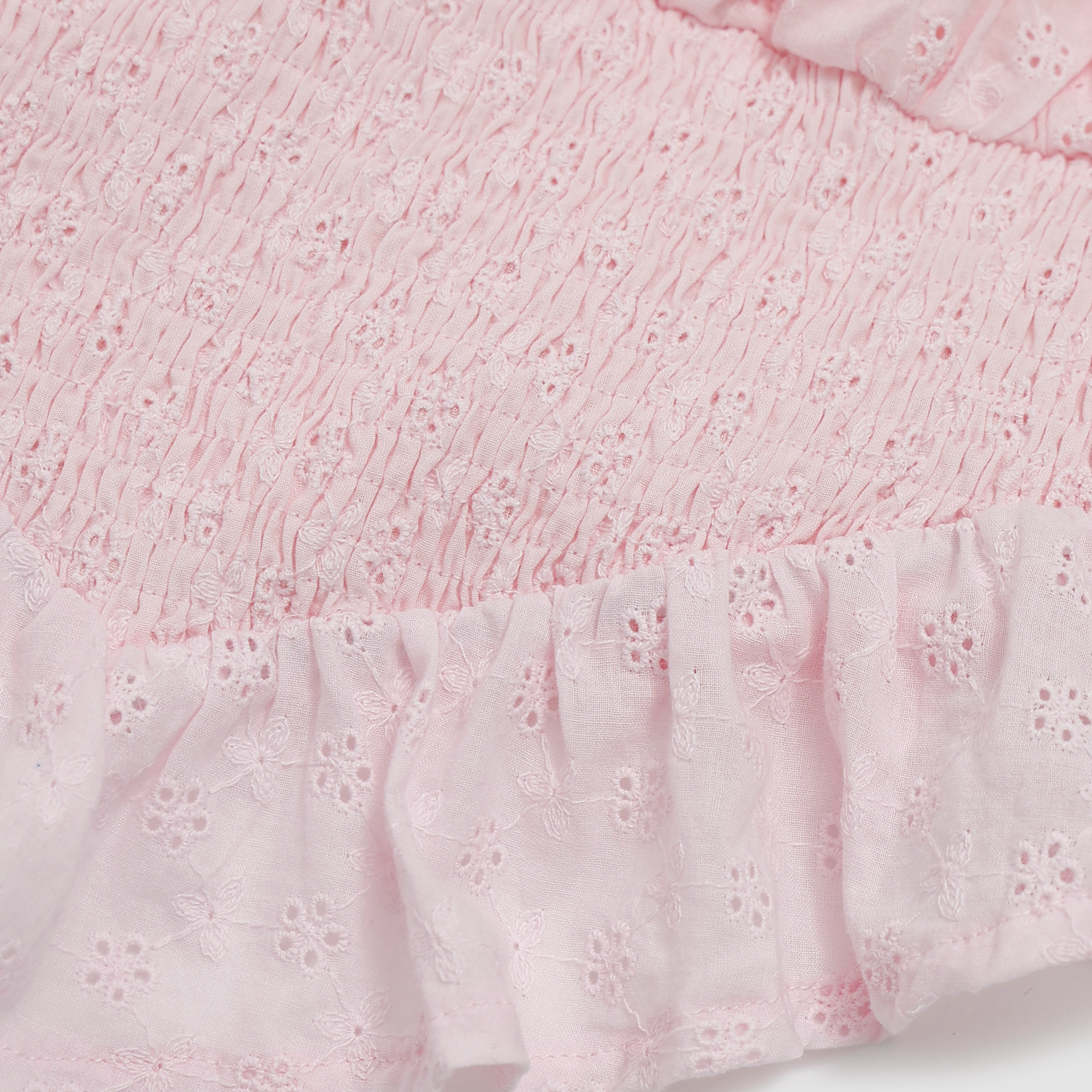 Skye Smocked Eyelet Top in Pink