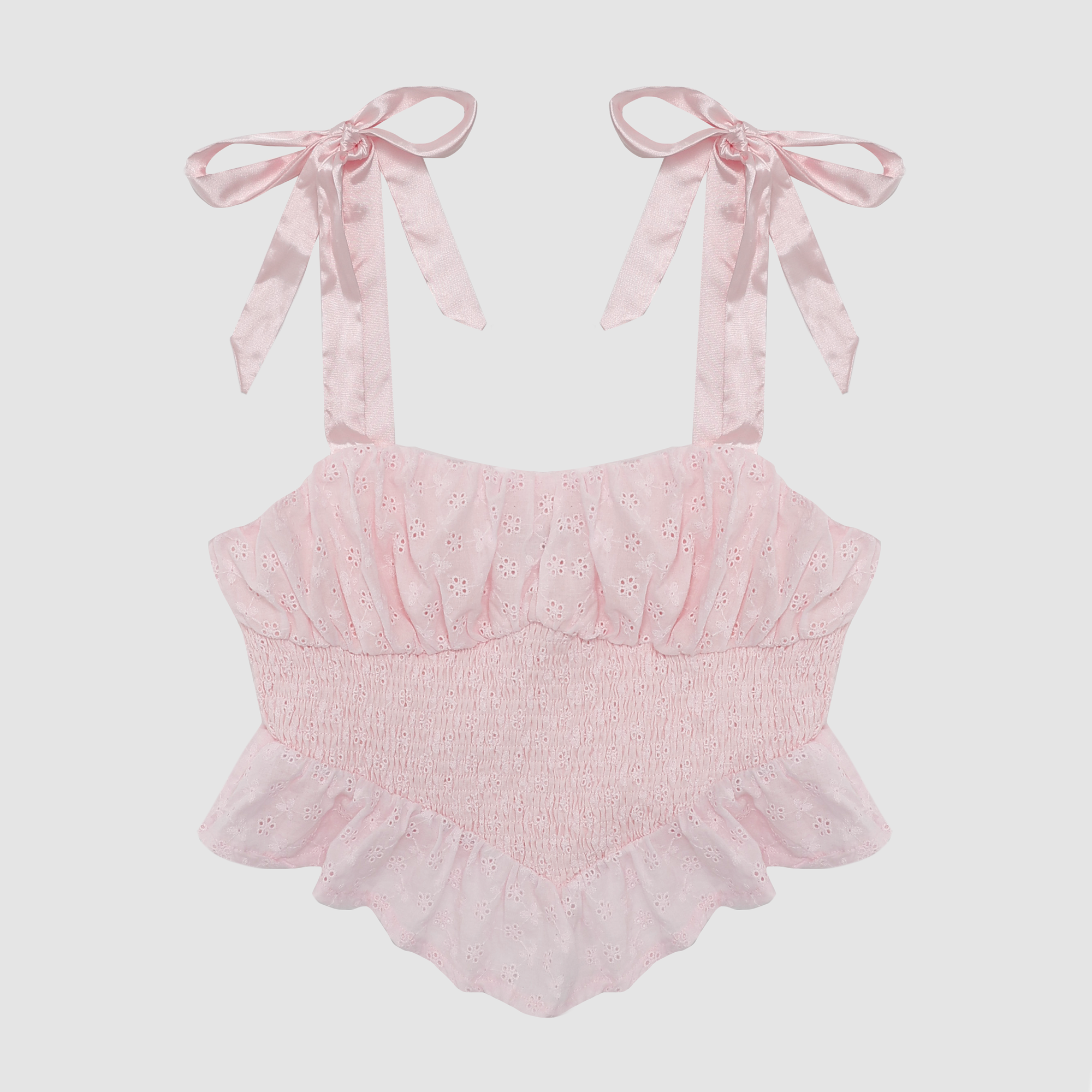 Skye Smocked Eyelet Top in Pink