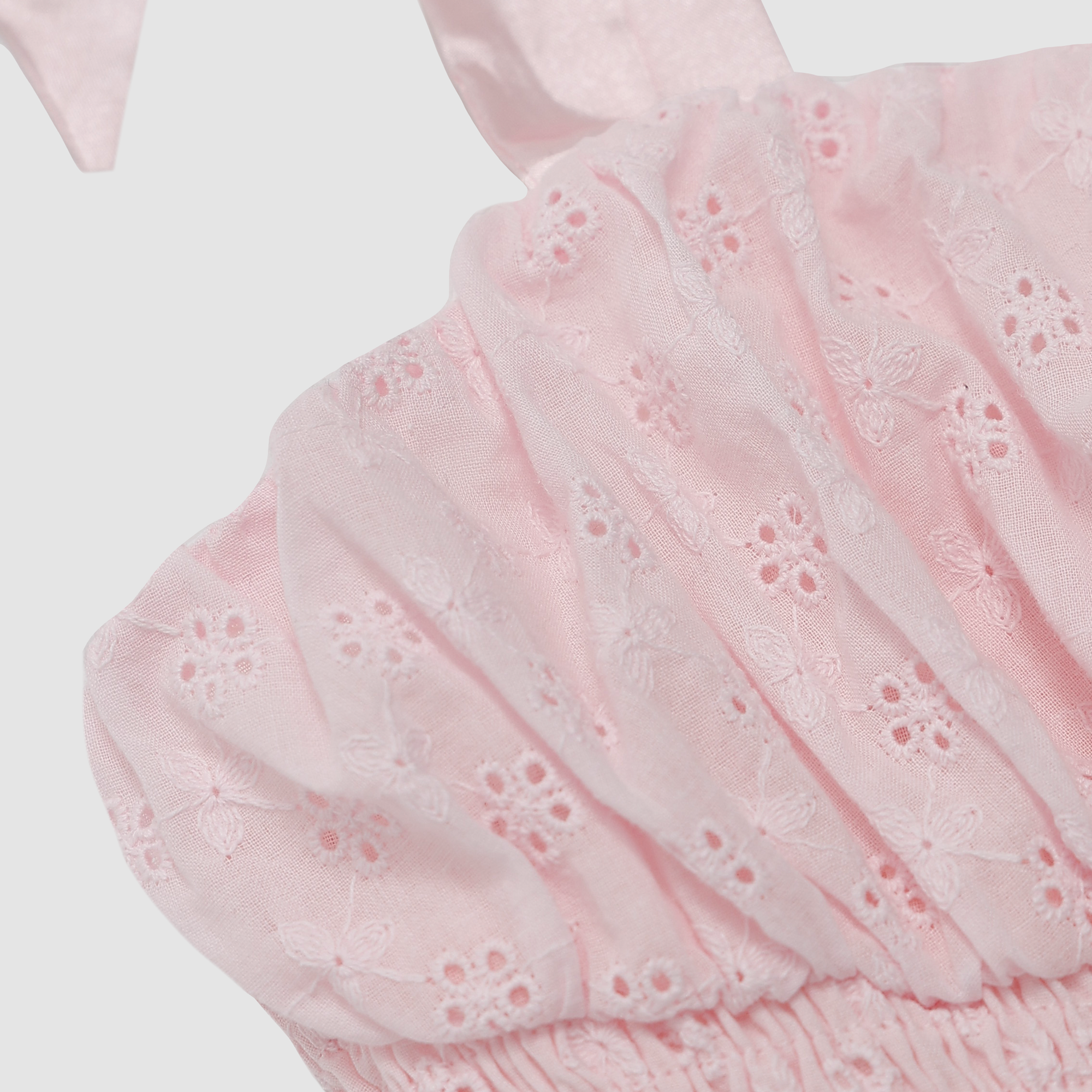 Skye Smocked Eyelet Top in Pink