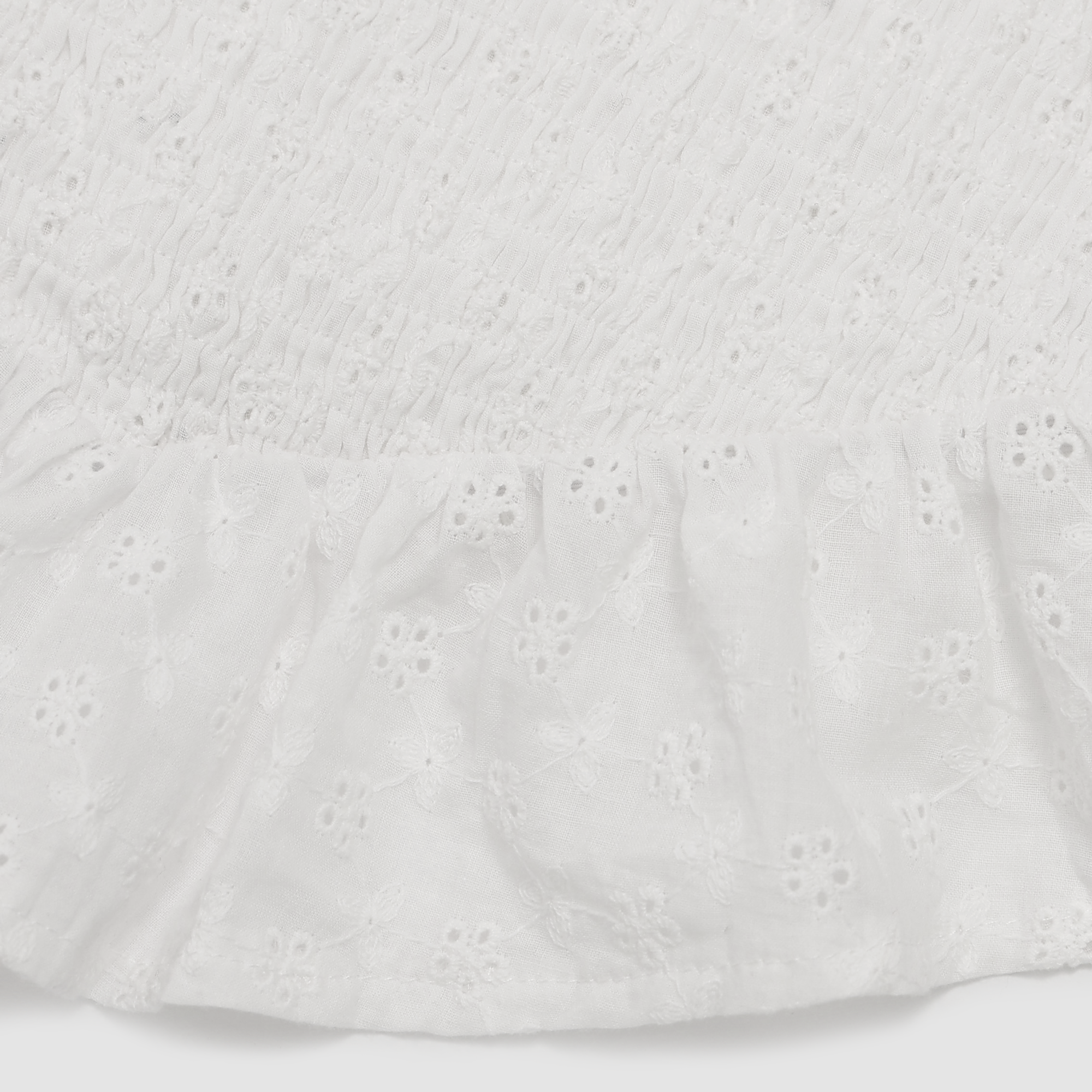 Skye Smocked Eyelet Top in White