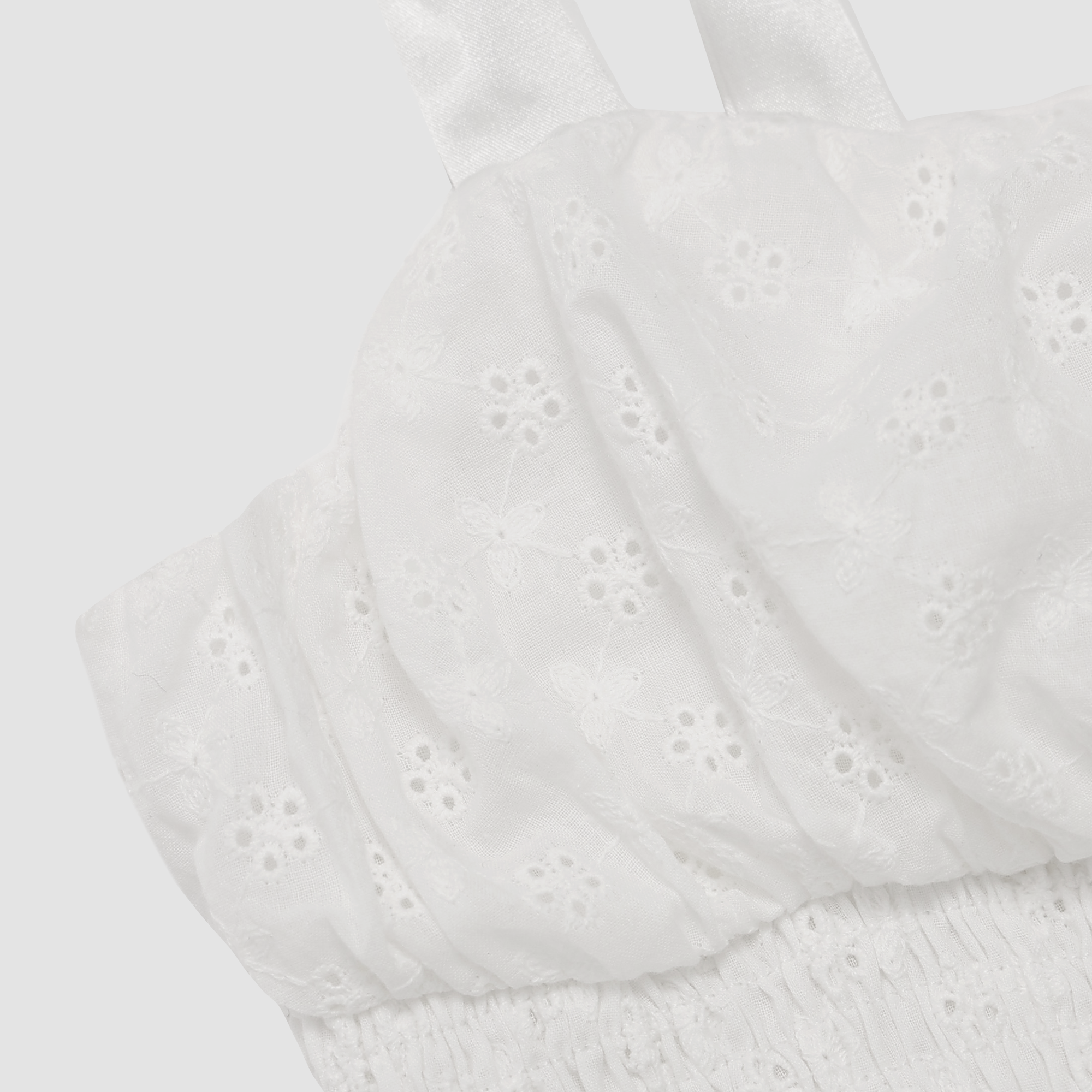 Skye Smocked Eyelet Top in White