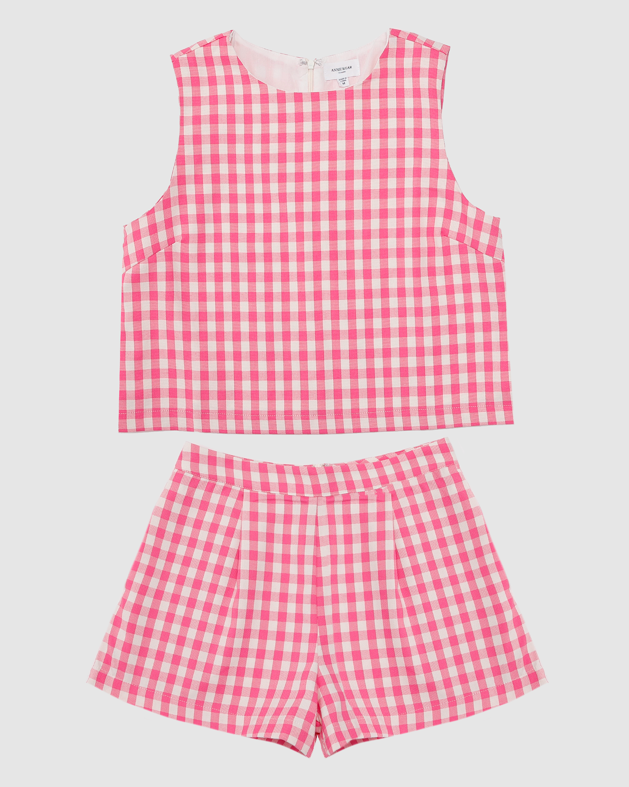 Taylee Gingham Tank in Hot Pink