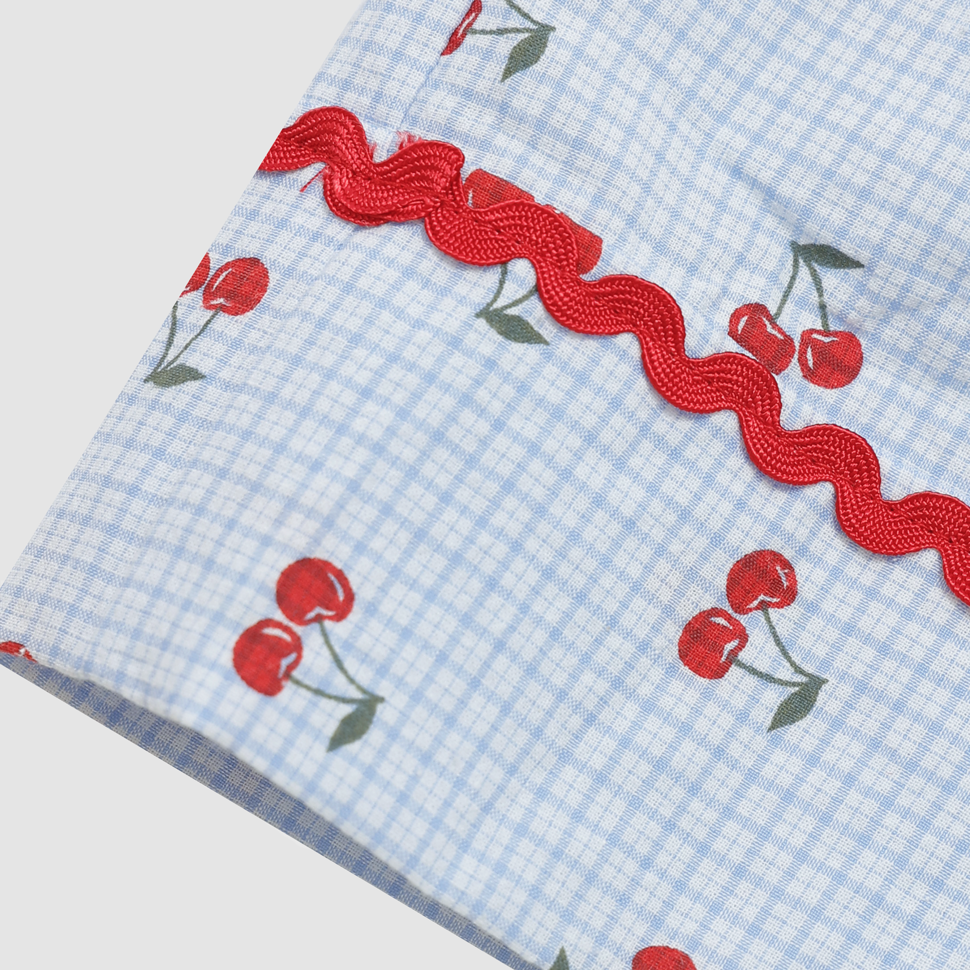 Lucille Cherry Gingham Pajama Set in Blue