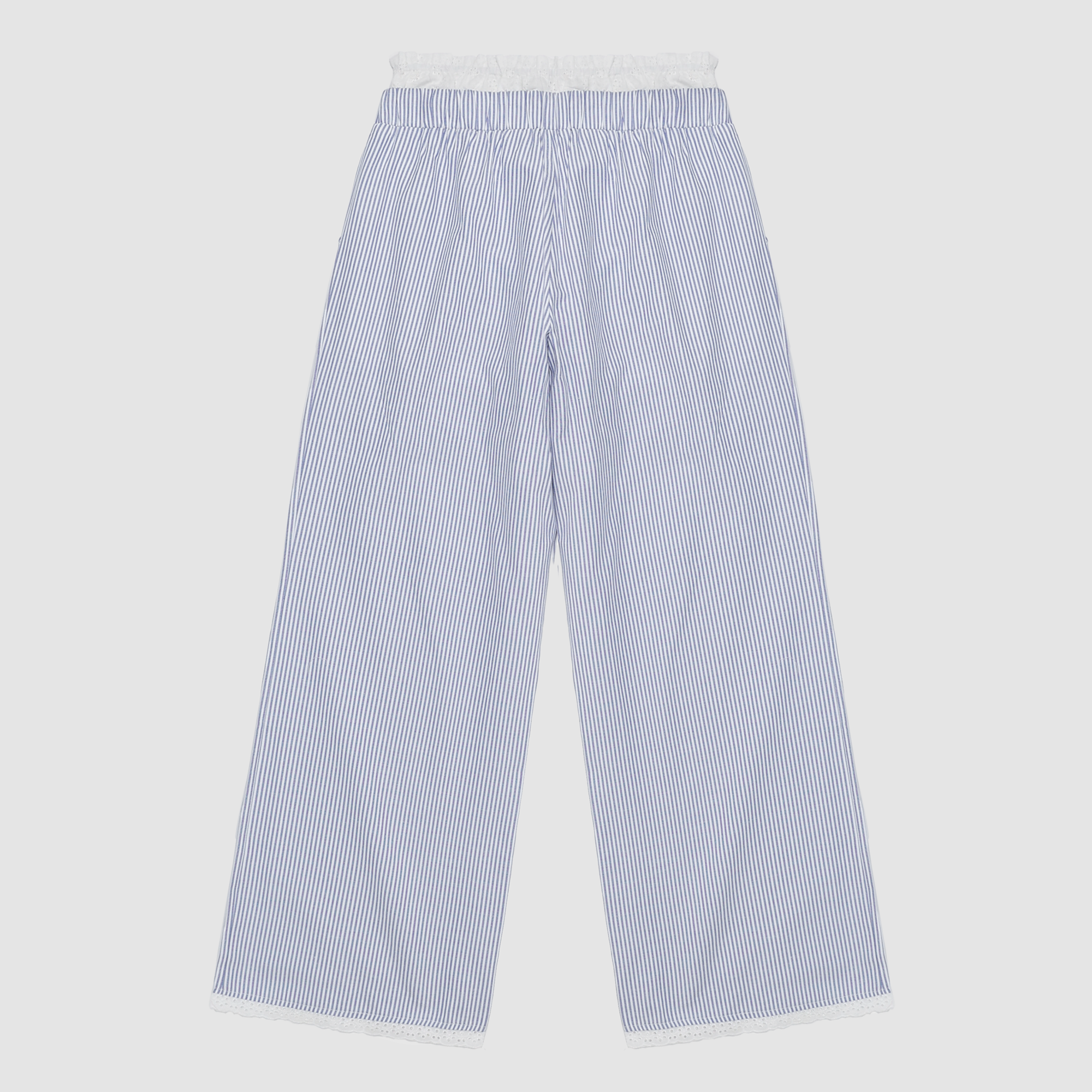 Maisie Ruffle Lined Pants in Blue/White