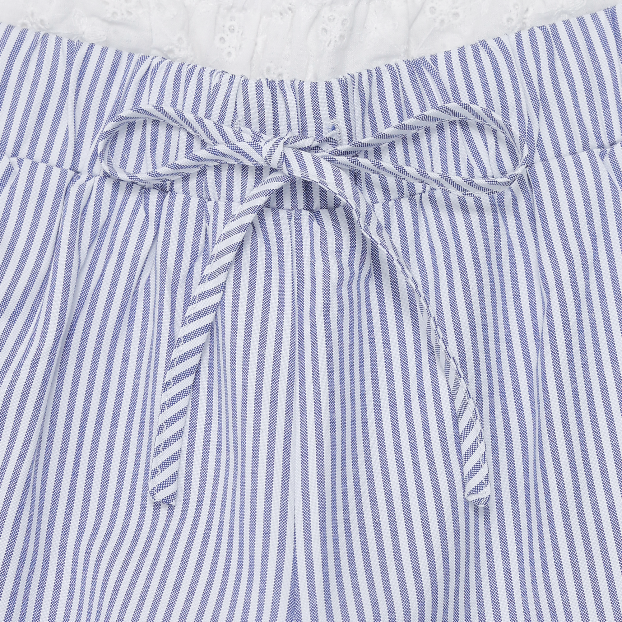 Maisie Ruffle Lined Pants in Blue/White