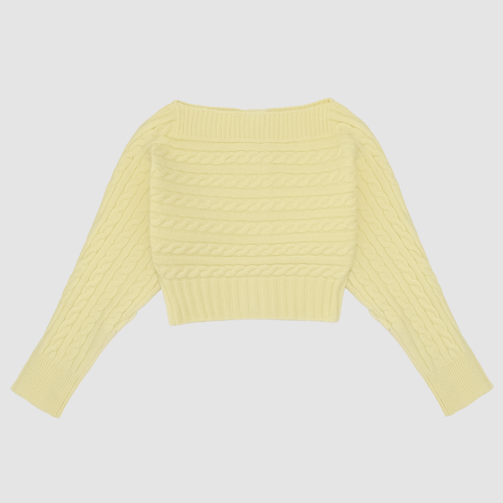 Shelby Off Shoulder Button Sweater Top in Light Yellow