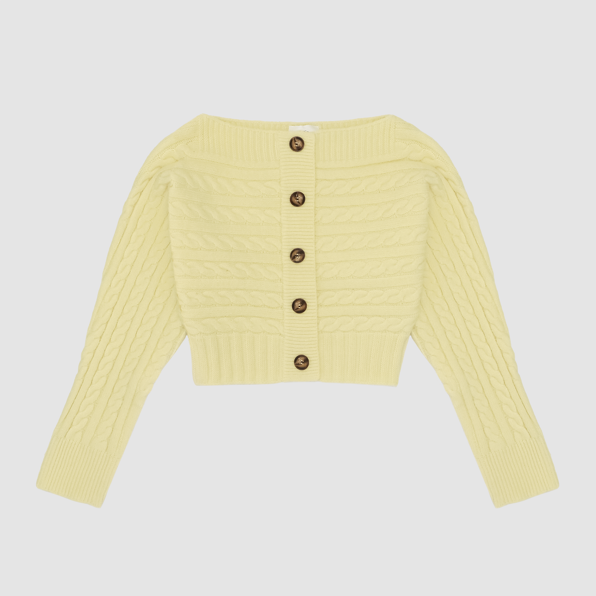 Shelby Off Shoulder Button Sweater Top in Light Yellow