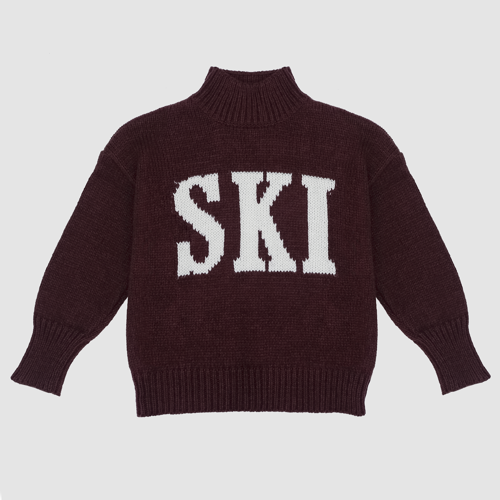 Ski Mockneck Knit Sweater in Wine