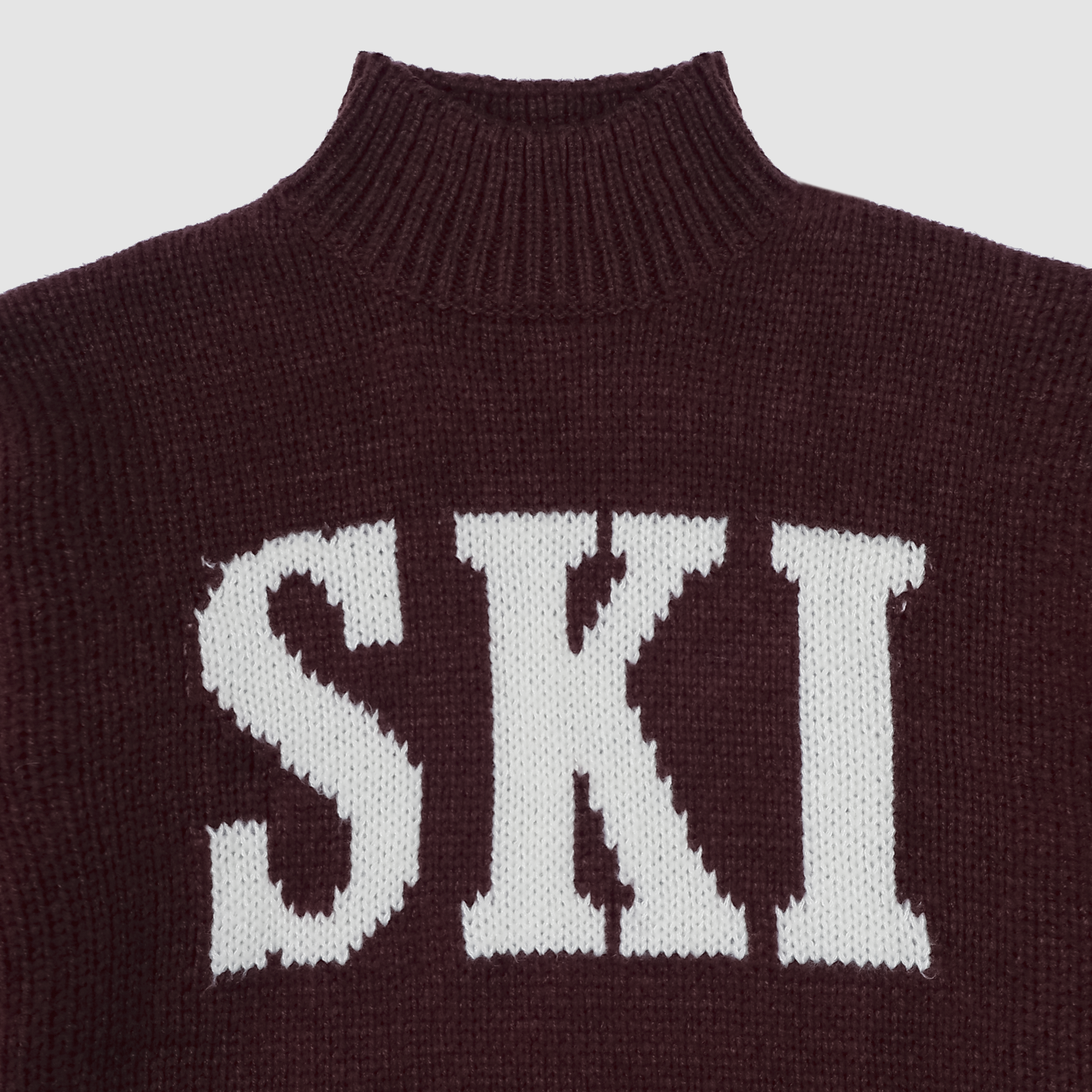 Ski Mockneck Knit Sweater in Wine