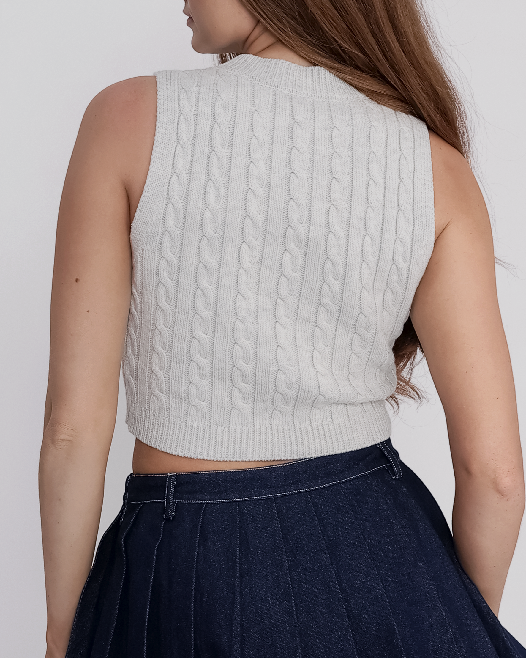 Amber Cable Knit Tank in Oatmeal