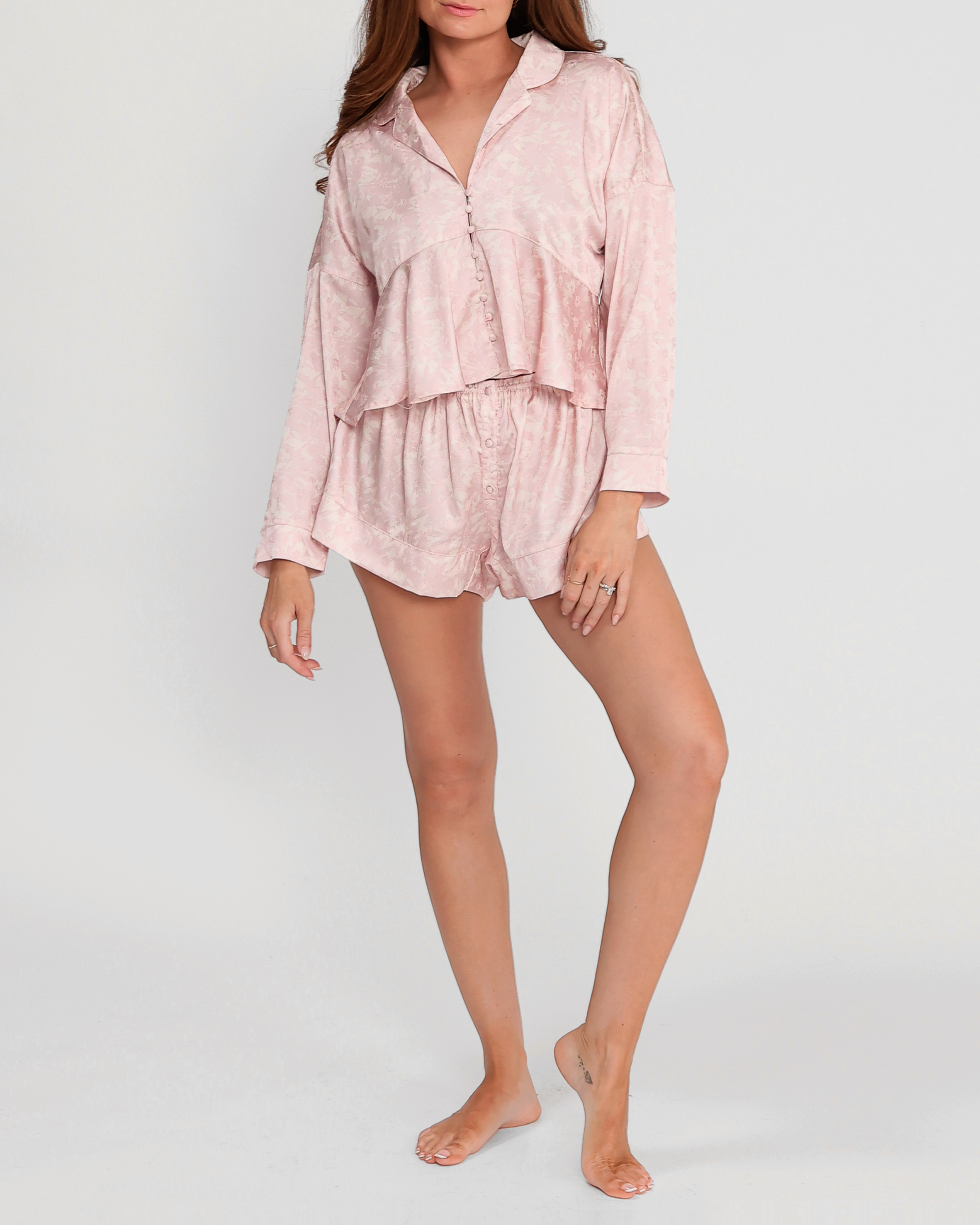 Livvy Satin Floral Pajama Set